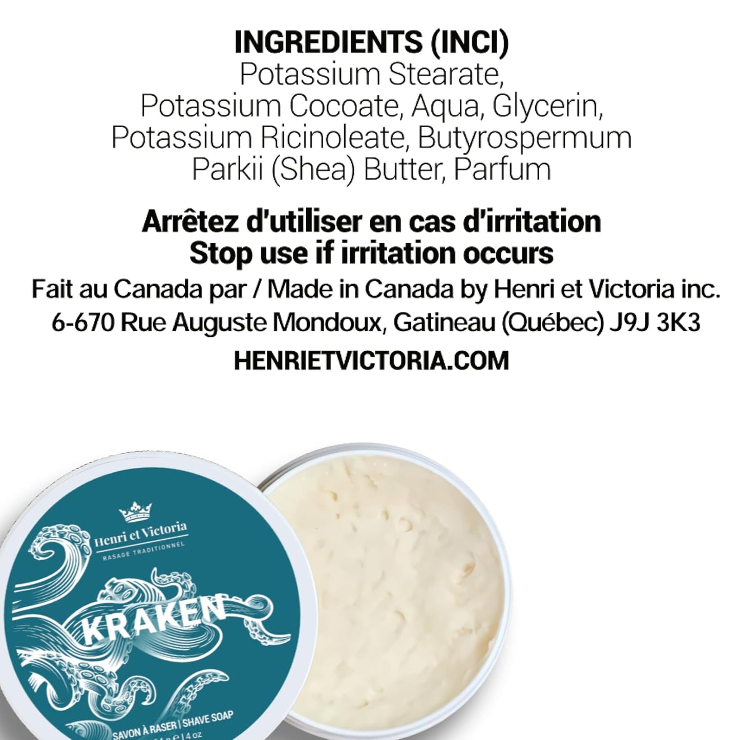 Traditional Shaving Soap For Men | Kraken Fragrance | Smooth Shave, Lathers Up Nicely, Long-Lasting Scent | Canadian Made by Skilled Artisan 114 g (4 oz)