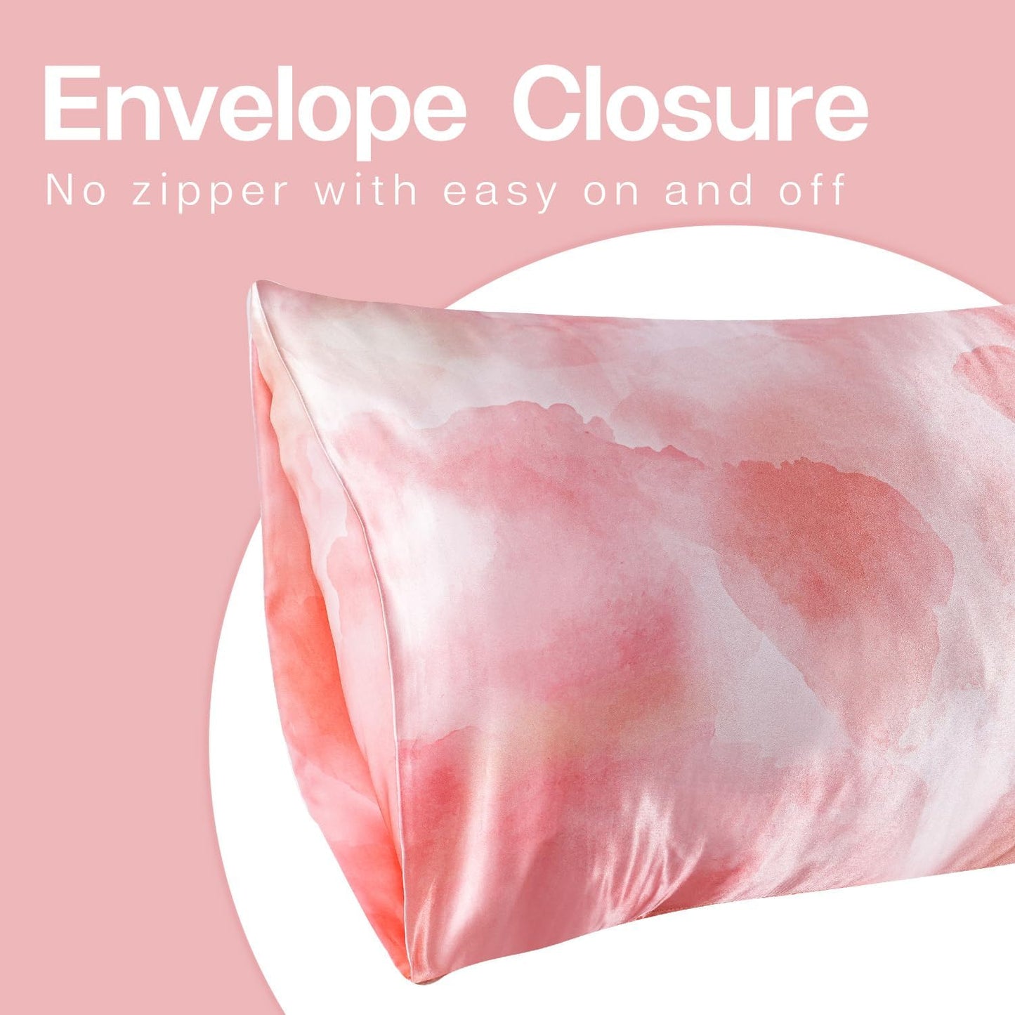 MR&HM Satin Pillowcase for Hair and Skin, Silk Satin Pillowcase 2 Pack, King Size Pillow Cases Set of 2, Silky Pillow Cover with Envelope Closure (20x40, Dream Pink)