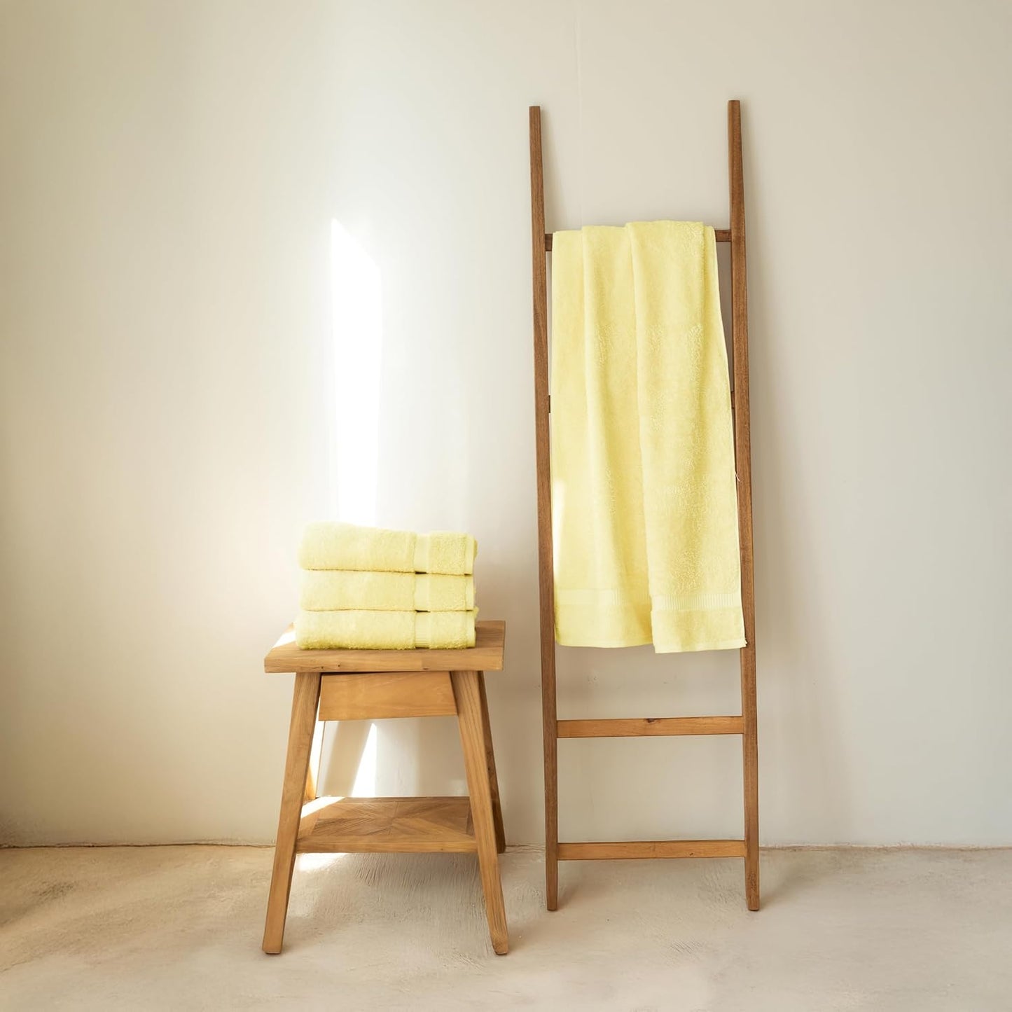 SALBAKOS 100% Turkish Cotton Bath Towel Set of 4 27x54 inch | Heirloom Quality | Hotel & Spa Collection | Soft, Super Absorbent, Long Lasting Bath Towels | Made in Turkey (Yellow, 4 Bath Towels)