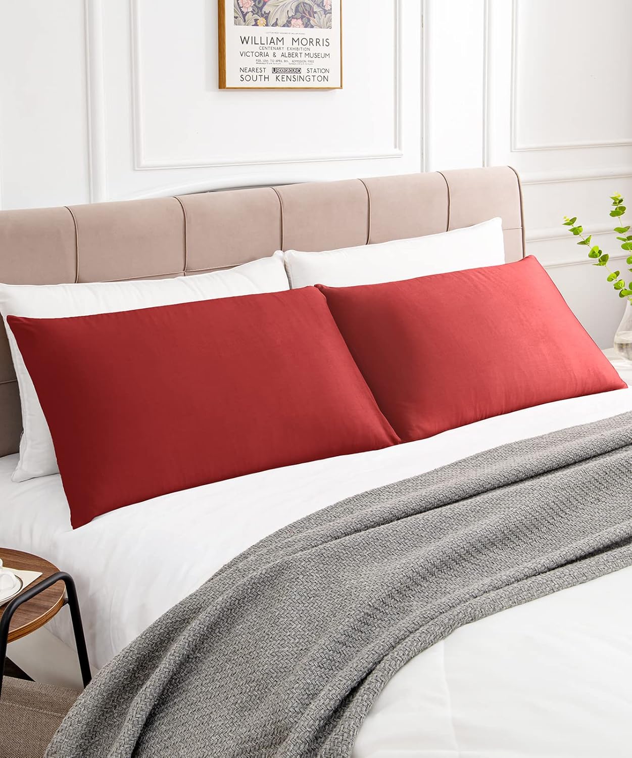 Warmstar Cotton Pillow Cases King Size Set of 2, 600 Thread Count Pillowcases 20x36 Inches, Soft Long Staple Cotton Pillowcases Breathable with Envelope Closure,Wine Red