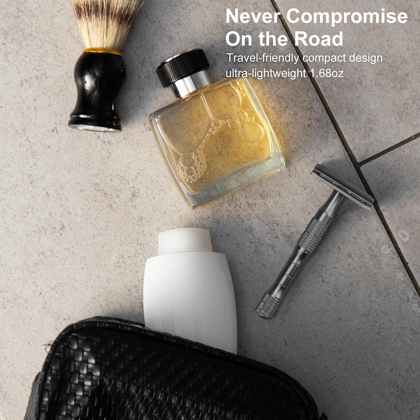 Gun Black Double Edge Safety Razor with Stand, Single Blade Razors for Men and Women, with 10 Safety Razor Blades, Smooth & Close Shave, Plastic Free