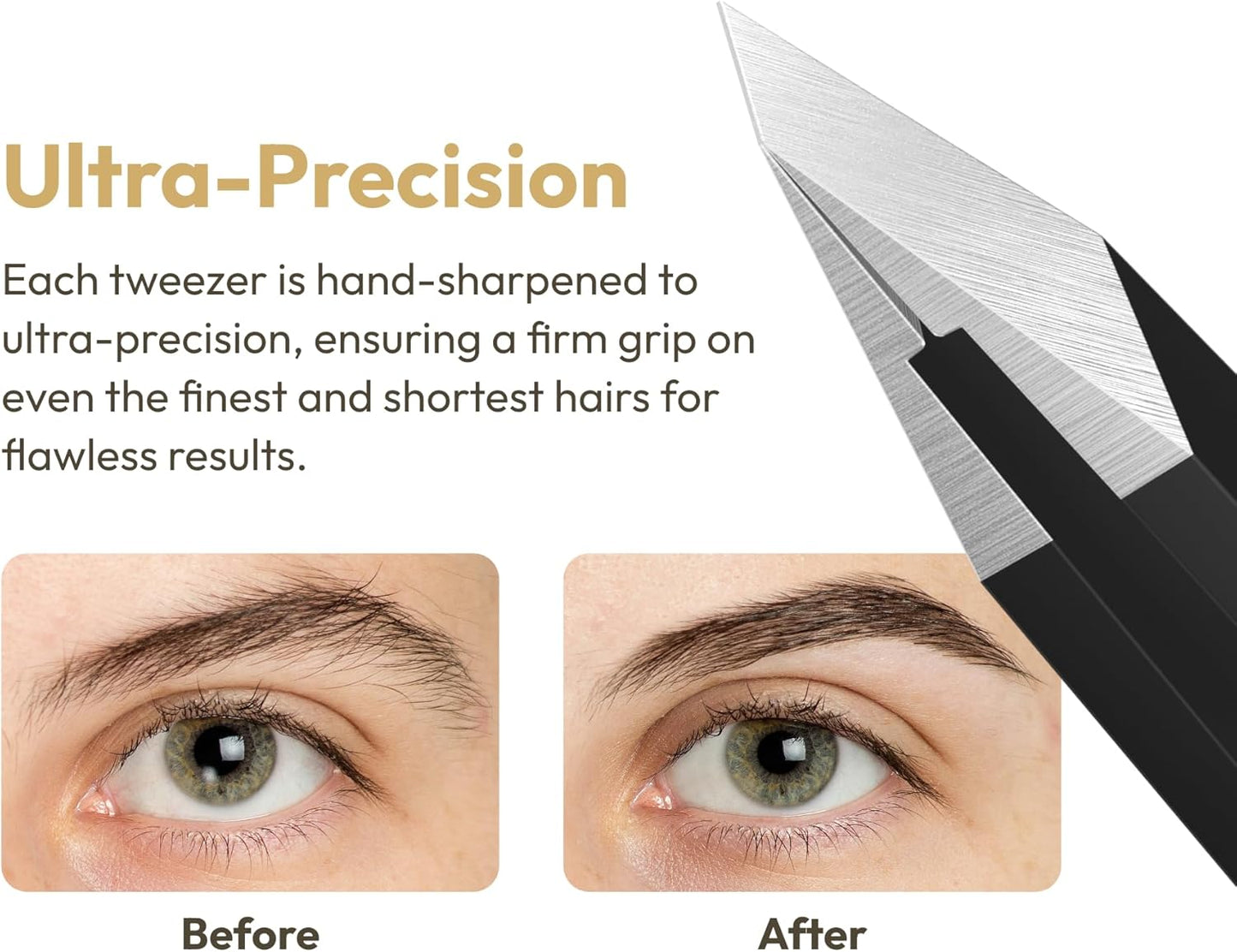 Ultra-Precision Professional Slant Tweezers for Women Facial Hair - German Stainless Steel, Lightweight Black Tweezers for Women & Men, Ideal for Eyebrow & Facial Grooming (Matte Black)