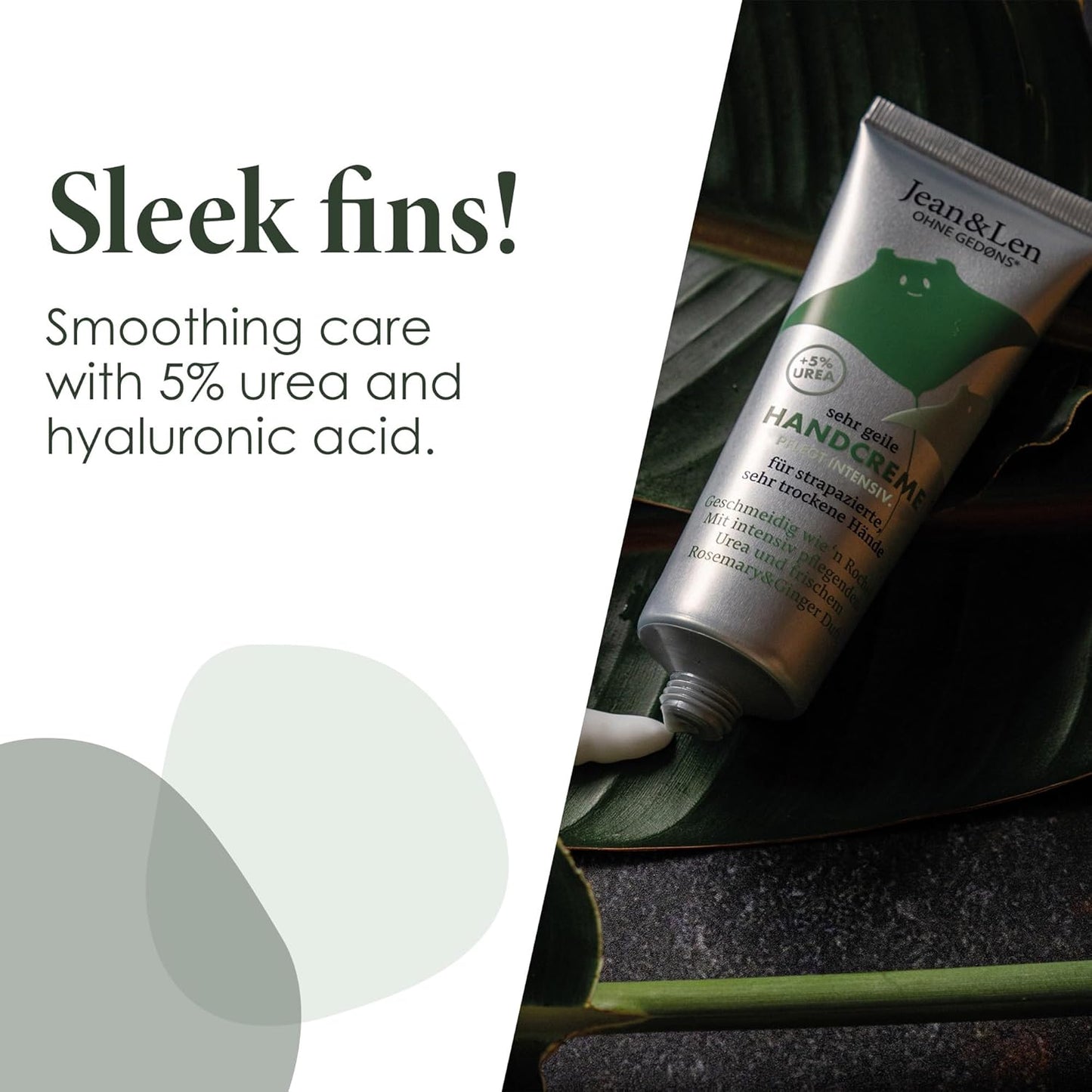 Jean & Len Hand Cream Rosemary & Ginger, with urea, hand care for dry and chapped hands, moisturizes and nourishes intensively, hand cream tube, 2.54 ml