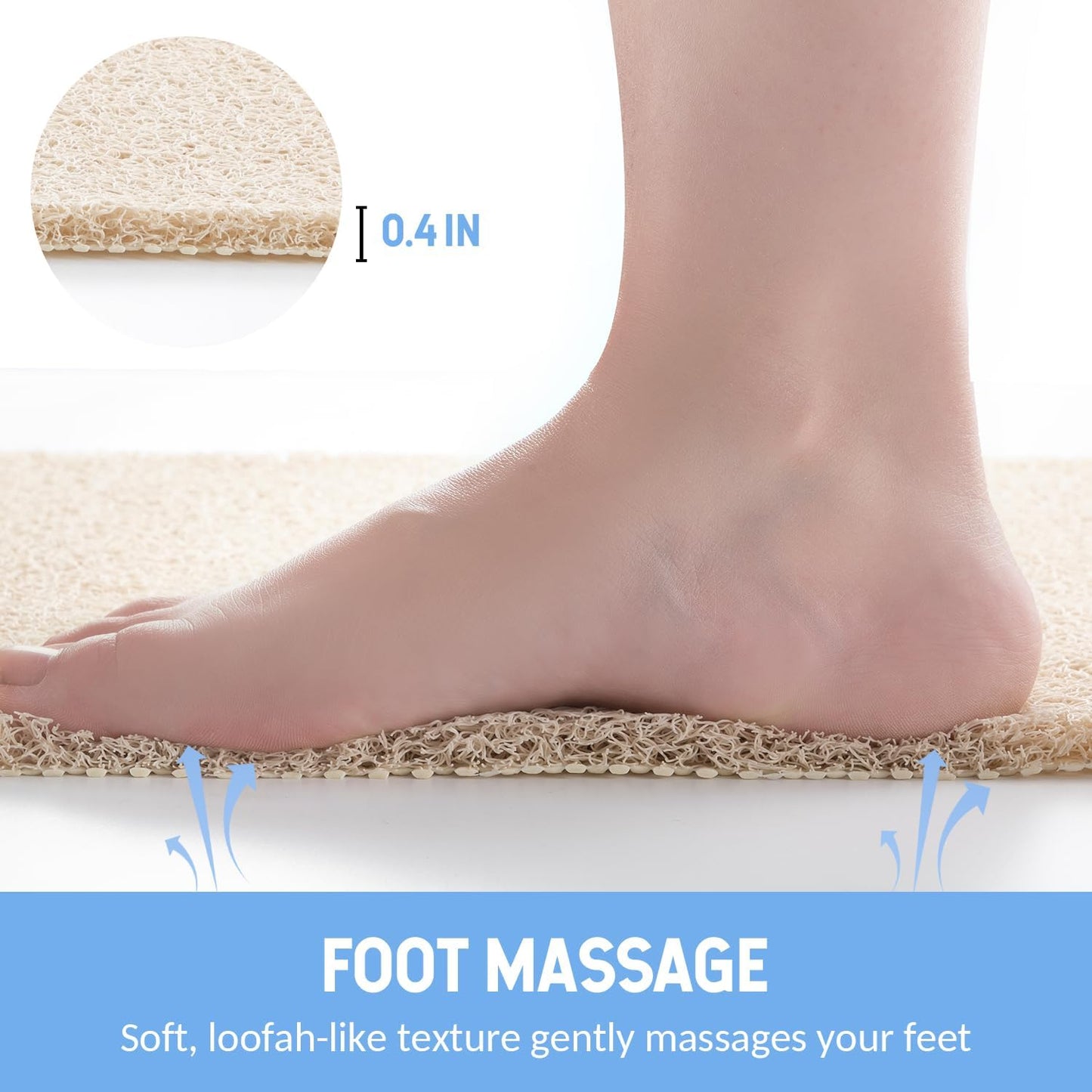 Non-Slip Bathtub Mat, Anti Slip Shower Mat, Fast Drying Bathtub Mats, Foot Scrubber Mat, Anti Slip Mat for Tub, Floor, Bathroom, Kitchen, Home, Hotel (Beige 40"×28")