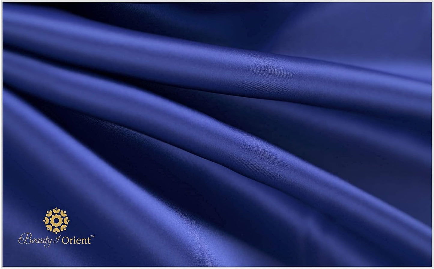 25 Momme Premium Mulberry Silk Pillowcase for Hair and Skin | Handcrafted Hypoallergenic & Anti-Acne Silk Pillow Cases with Zipper Standard - 20" x 26", Royal Navy