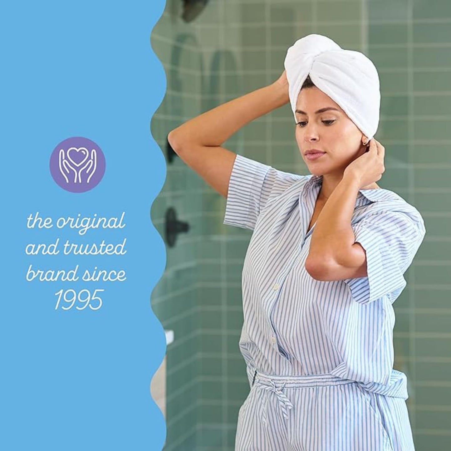 Turbie Twist 2-Pack Extra Long Microfiber Hair Towel for Beauty, Travel, Gifting - Hair Wrap Turban for Long & Thick Hair - Premium Personal Care - White & White