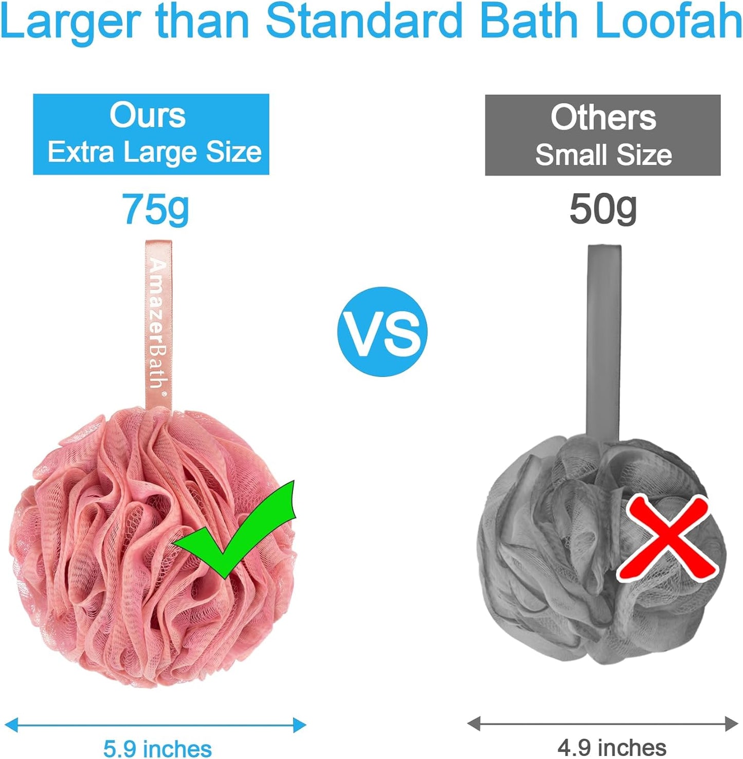 AmazerBath Loofah Sponge 75g/Piece, Exfoliating Bath Sponge Body Scrubber - Loofa Set of 4 - SunsetBerry Colors, Large