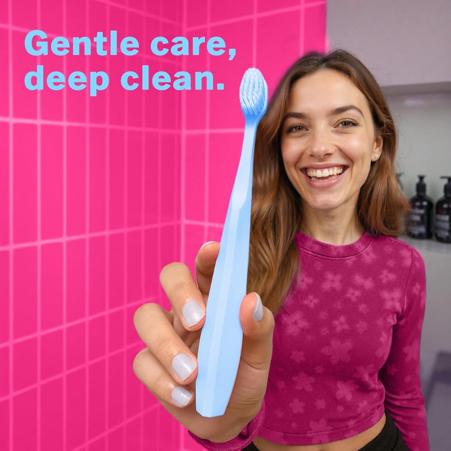 Max Extra-Soft Toothbrush for Adults Sensitive Gums – Gentle Bristles, Wide Angled Head for Back Teeth, Ergonomic Non-Slip Grip, BPA-Free Handle, Individually Wrapped, 4-Pack(Blue)