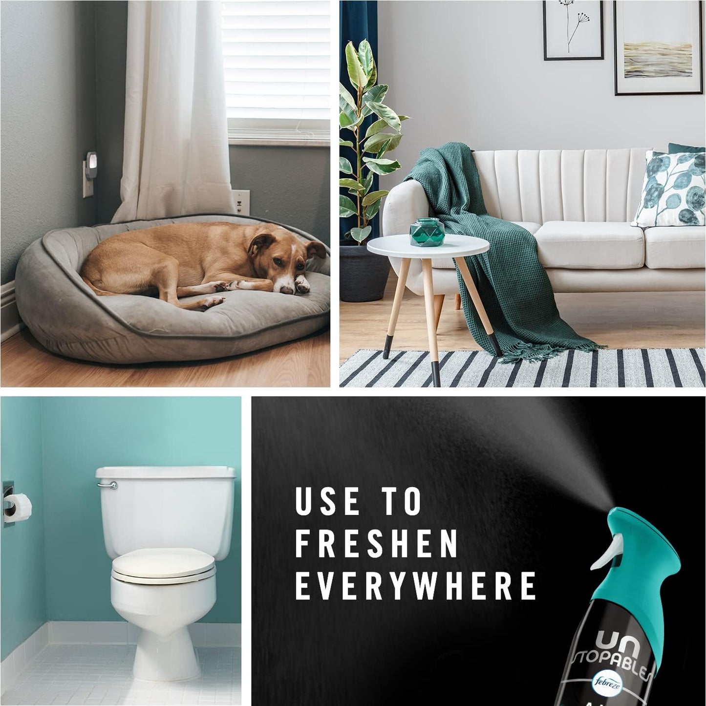 Febreze Air Mist Air Freshener Spray, Odor-Fighting Room Spray, Air Fresheners for Home and Bathroom and Kitchen, Aerosol Can, Unstopables Fresh Scent, 8.8oz, 3 Count