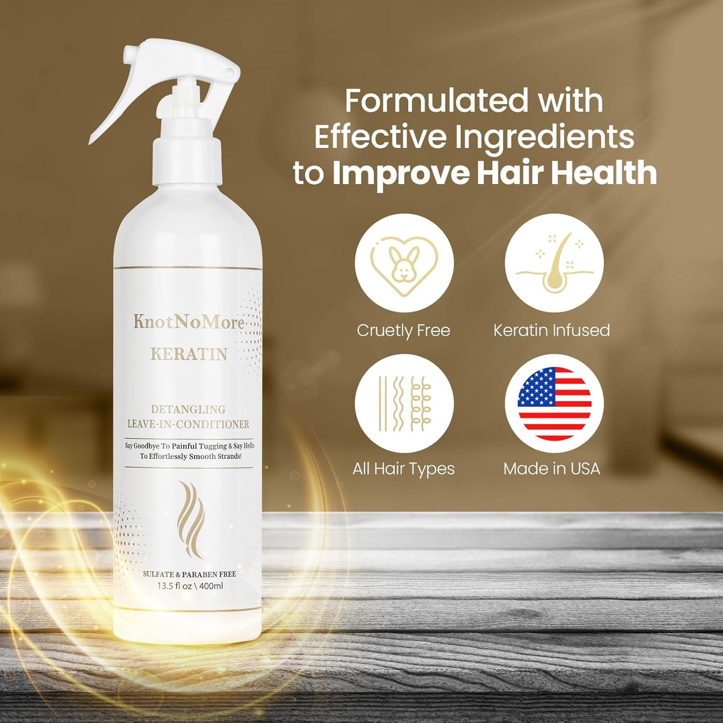 Daily Leave-in Detangler & Moisturizer for Dry, Tangle-Prone, Matted, Frizzy Hair | Adds Shine & Heat Protection with Vitamin B5 | Suitable for All Hair Types, Sulfate & Silicone-Free.