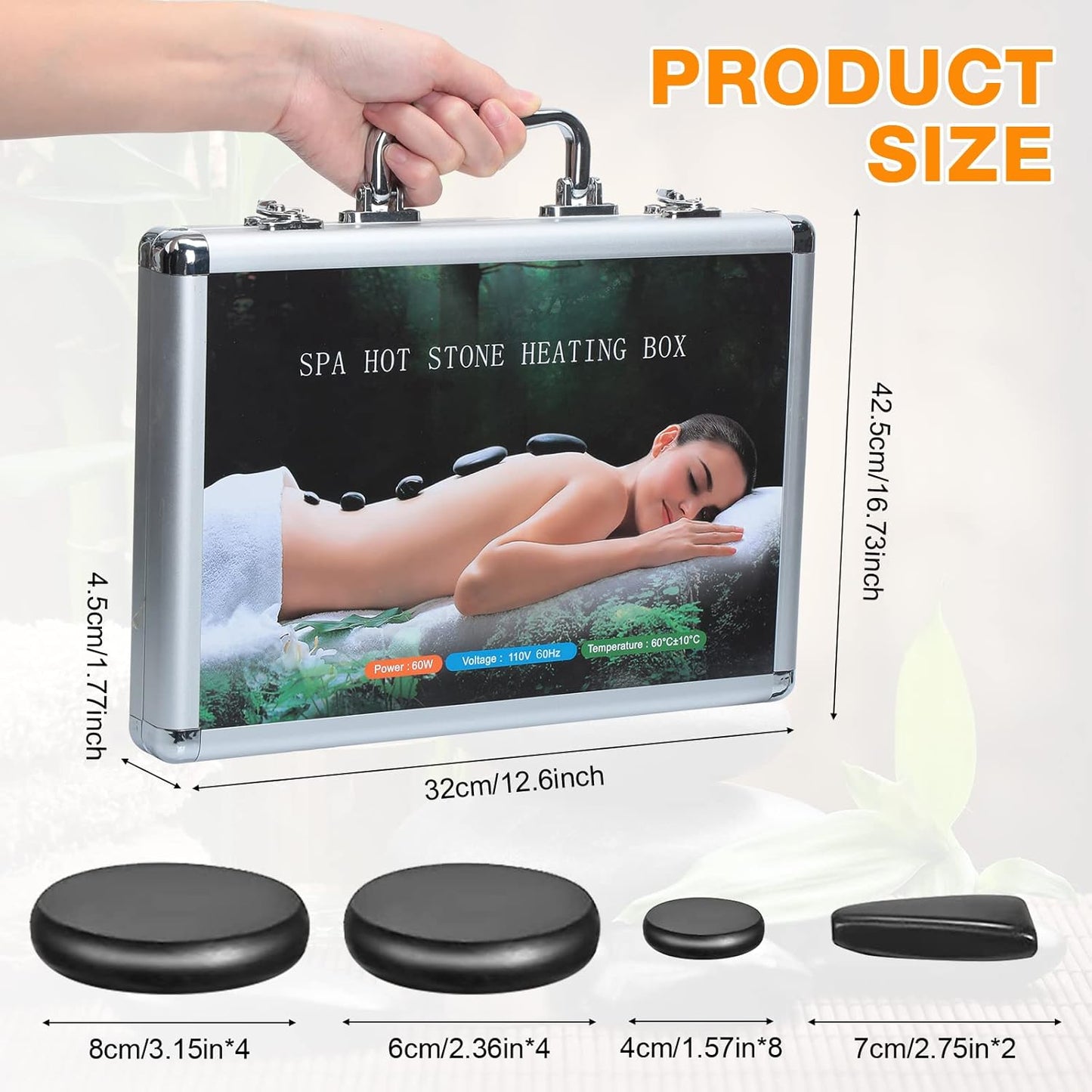 Hot Stones Massage Set 18 Pieces Basalt Hot Rocks Massage Rocks Kit Black Smooth Stones for Professional Home Spa Warming Relaxing Pain Relief(Temperature Constant)