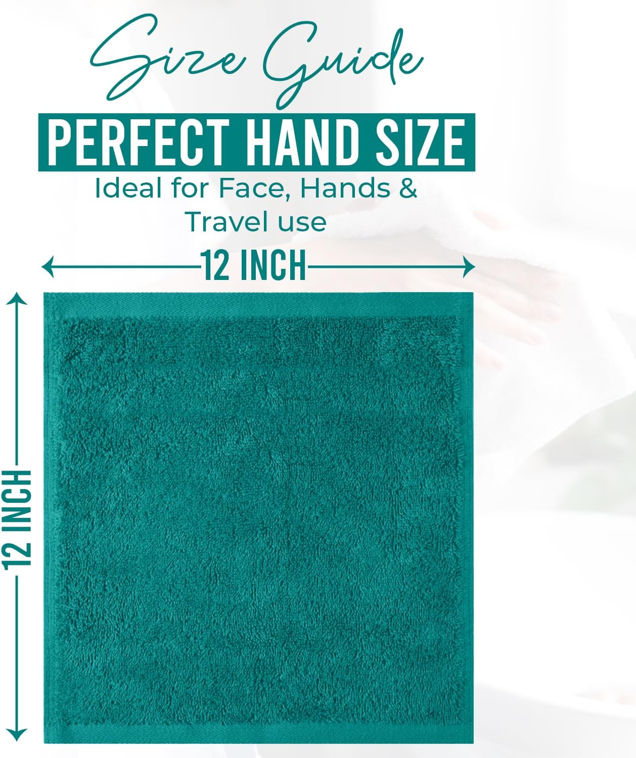 DAN RIVER 100% Cotton Wash Cloths 12 Pack [12x12] Soft & Absorbent Soft washcloths, Gym, Hotels & Spa Perfect for Everyday Use Fingertip Towels, Teal