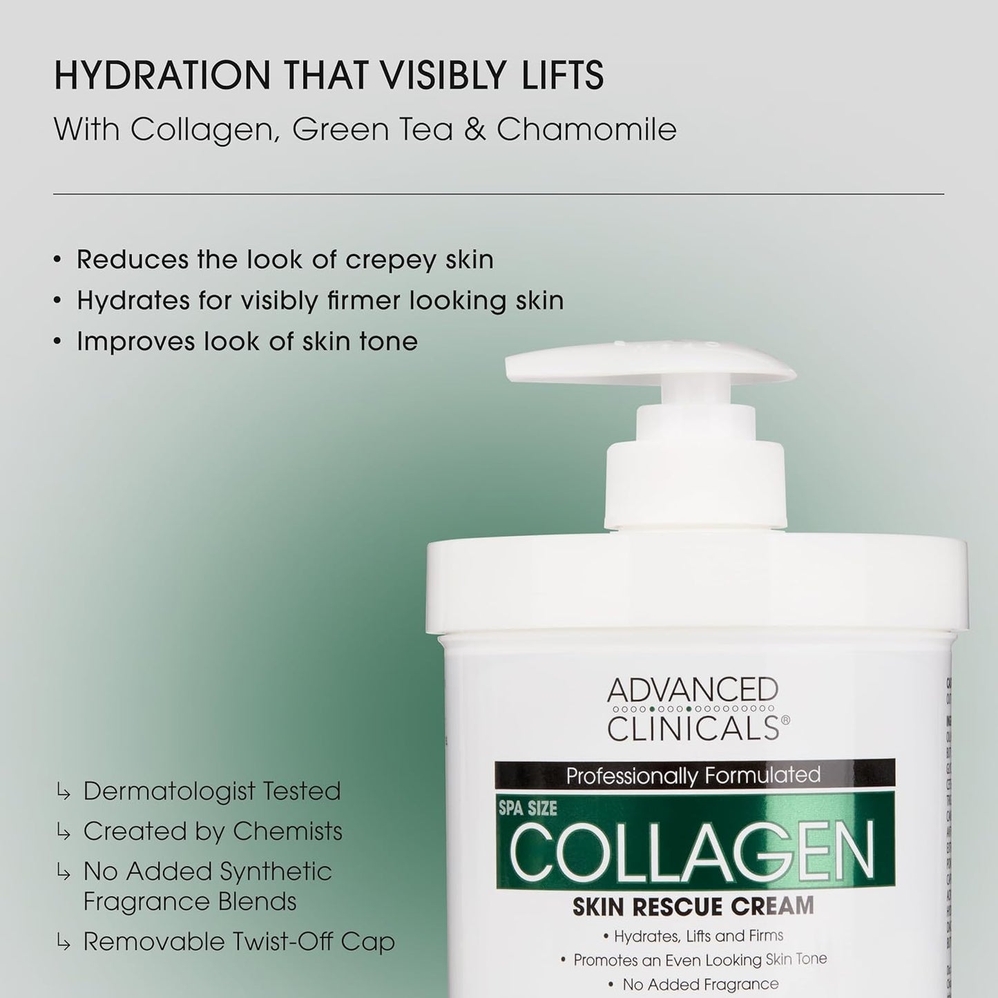 Advanced Clinicals Collagen Cream Body Lotion & Face Moisturizer W/Vitamin E | Skincare Moisturizing Collagen Lotion For Women, Men, Hand, & Neck Improves Look Of Crepey Skin & Uneven Dry Skin, 16Oz