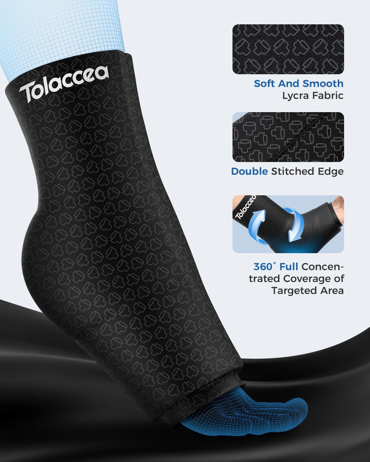 Tolaccea Ankle Ice Pack Wrap PRO for Injuries, Foot Ice Pack for Hot and Cold Therapy, Flexible Cold Pack for Plantar Fasciitis,Swelling,Sprained, ColdFocus for More Cooling X-Large (Pack of 1)