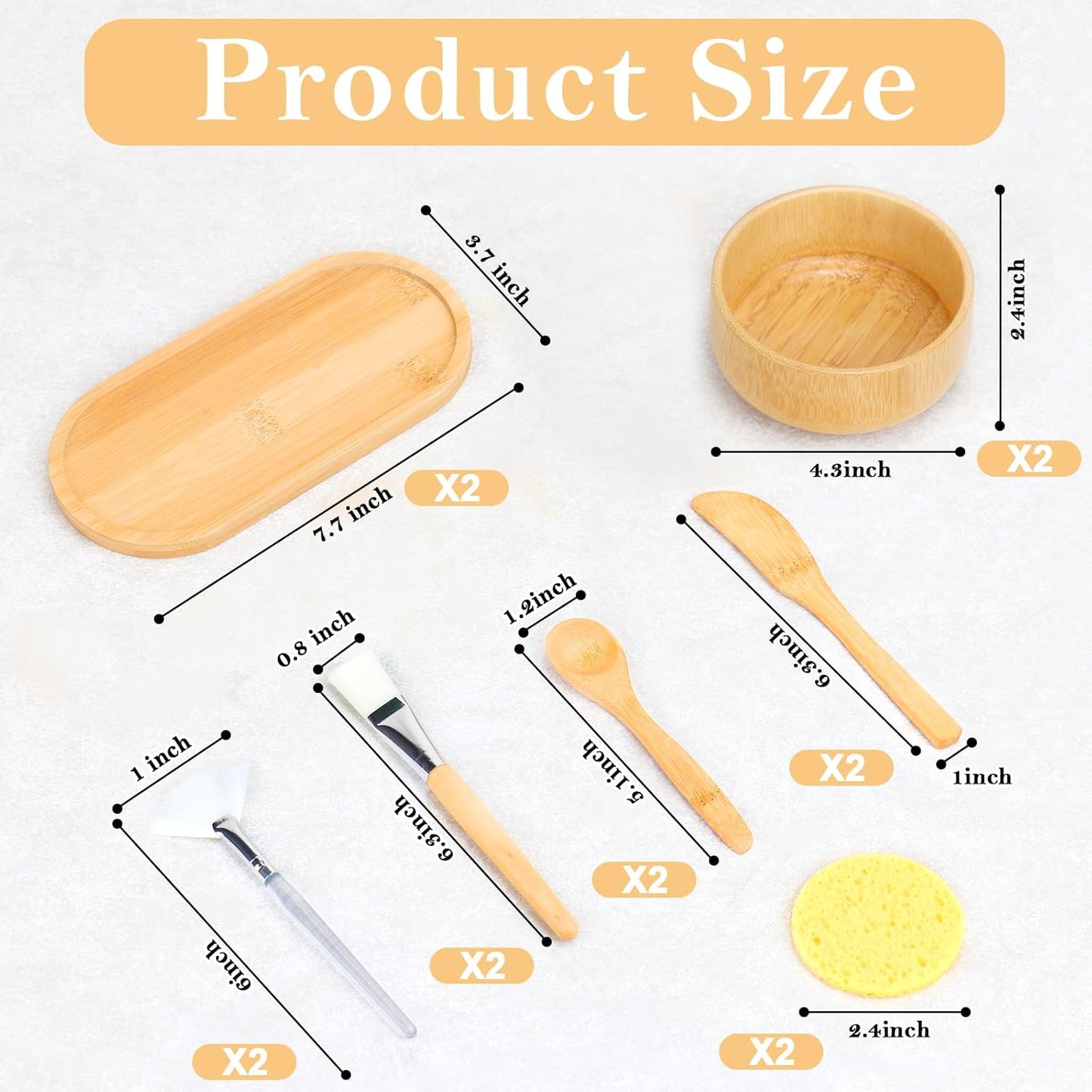14 Pcs Bamboo Esthetician Supplies 2 Face Mask Mixing Bowls 2 Fan Brushes Esthetician 2 Flat Facial Brushes 2 Mask Spatulas 2 Facial Cream Spoons 2 Skincare Trays 2 Round Compressed Facial Sponges