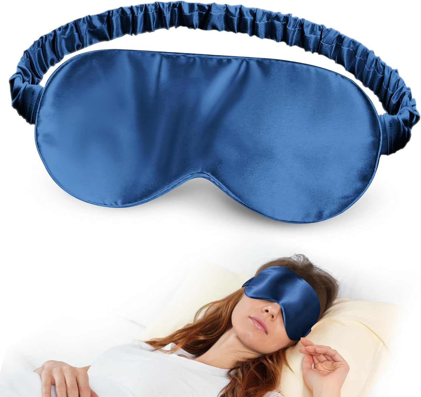 SilkDream 100% Mulberry Silk Sleep Mask Eye Mask for Sleeping 22 Momme Nature 6A Real Silk Gifts for Women&Men Blue