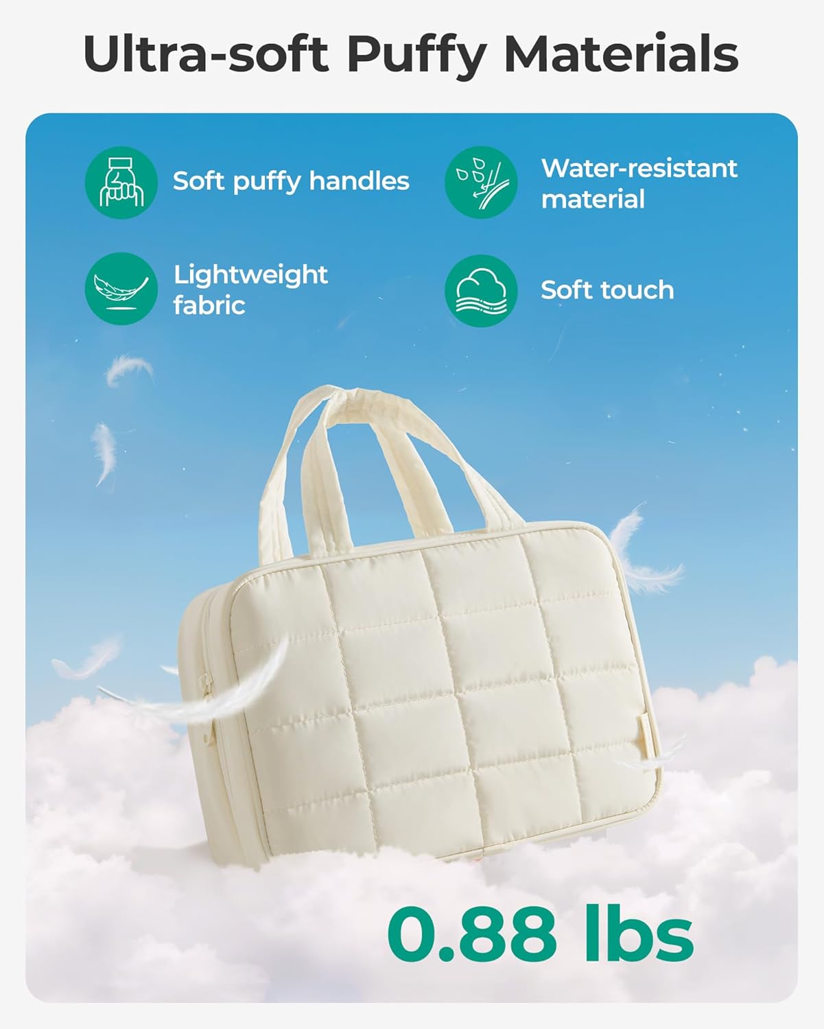 BAGSMART Travel Toiletry Bag for Womne, Hanging Travel Bag for Toiletries, Puffy Makeup Cosmetic Bag Organizer, Carry-on Travel Accessories Essentials, Pink