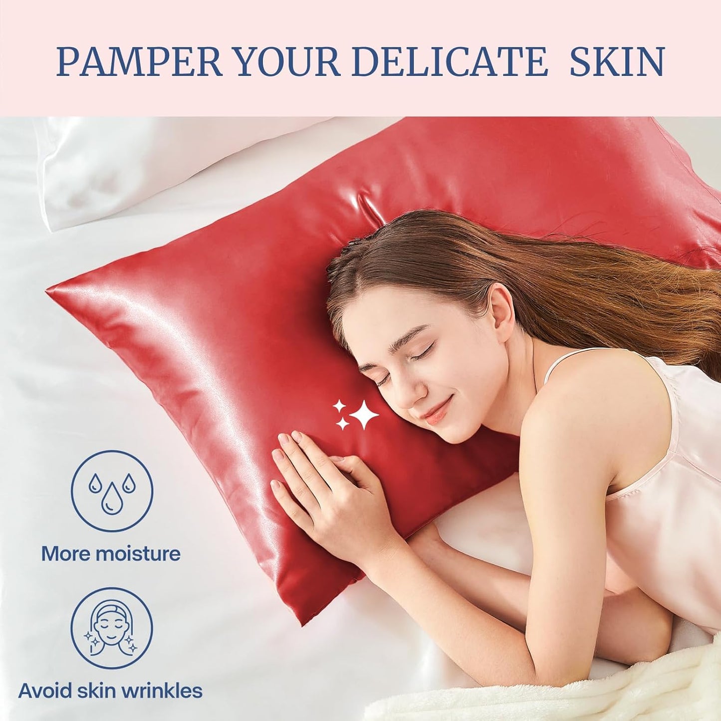 BEDELITE Satin Pillowcase for Hair and Skin, Super Soft Similar to Silk Pillow Cases 4 Pack with Envelope Closure, Cooling Pillowcases for Women Men (20"x26" Standard Size, Baked Apple)