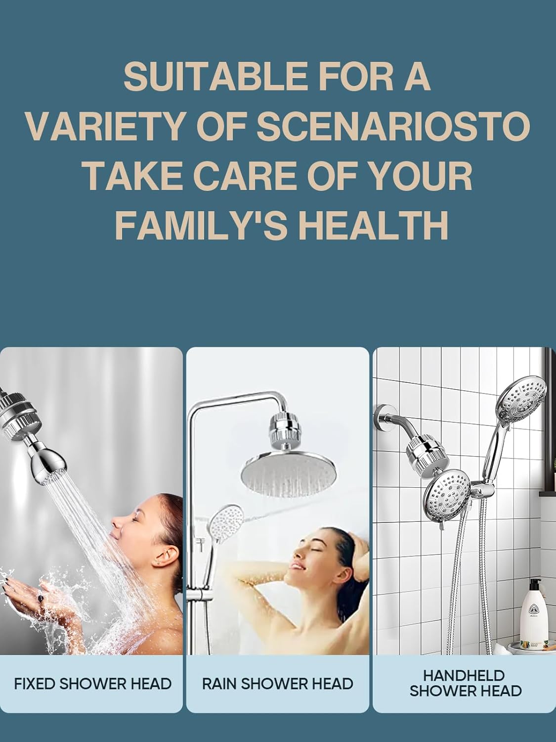 Cobbe Shower Filter for Hard Water - High Output Shower Filter with 2 Replaceable Cartridges - Removes Chlorine and Harmful Substances, Chrome