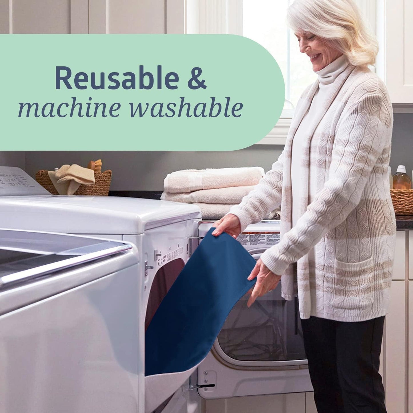 Medline Sofnit 300, Pack of 4 Large Washable Blue Underpads, 34”x 48” for use as reusable pet pads, reusable bed pads, great for dogs, cats and bunnies