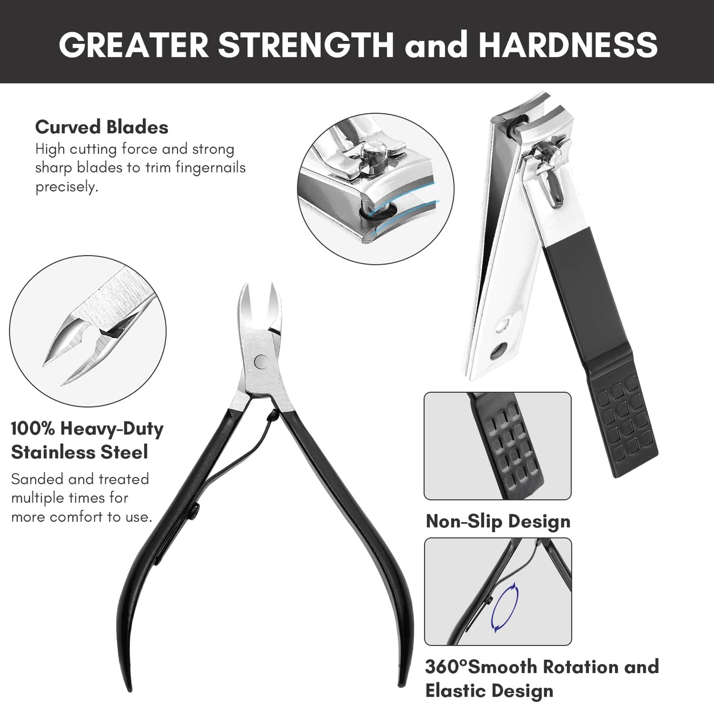 FAMILIFE Nail Kit, Professional Manicure Set Manicure Kit Nail Clipper Set, 13 in 1 Stainless Steel Pedicure Sets Clipper Tool, Men Grooming Tool with Portable Black Leather Travel Case for Him