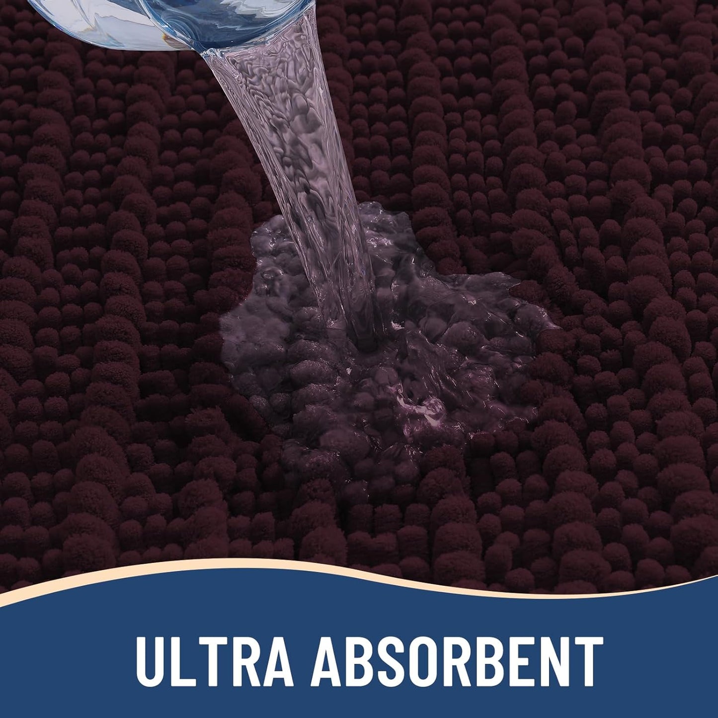 Arotive Luxury Chenille Bathroom Rug Mat, Extra Soft Thick Absorbent Shaggy Bath Rugs, Non-Slip Machine Wash Dry, Plush Bath Mats for Bathroom, Shower and Tub, 30x20, Black Cherry