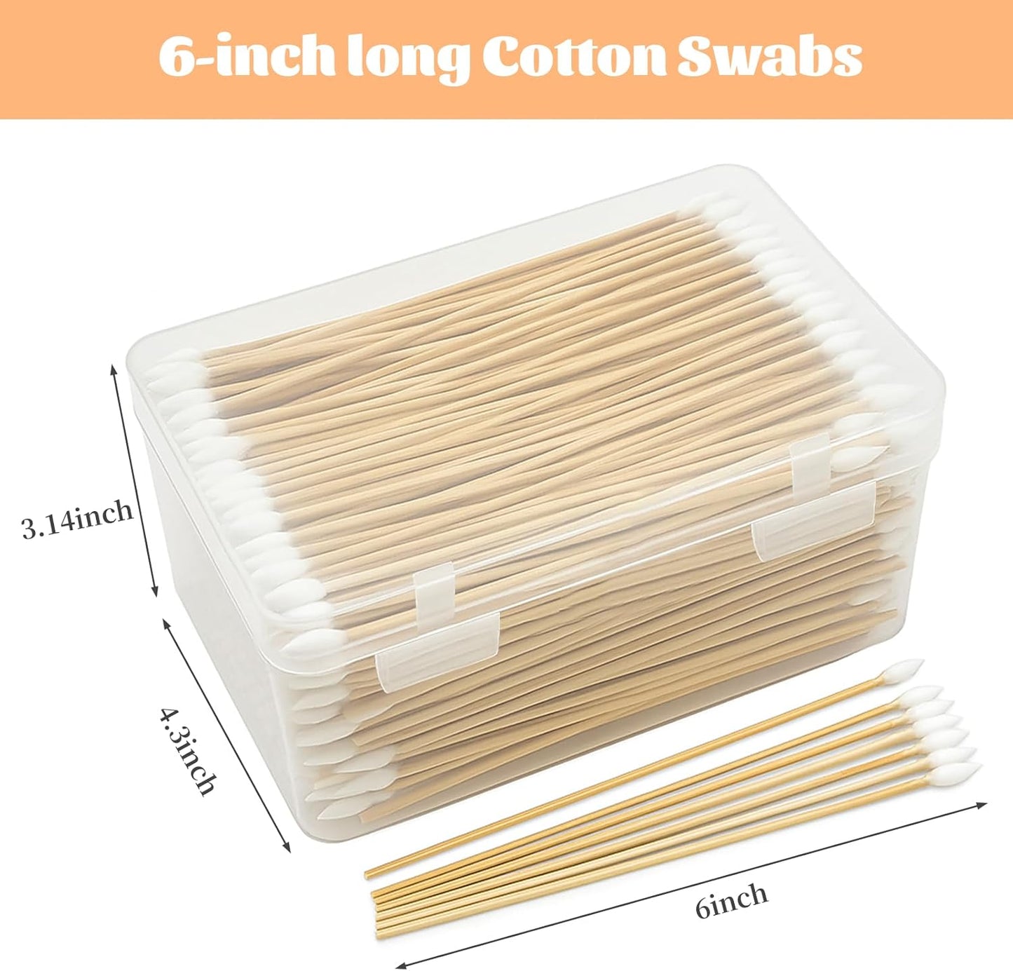 500pcs Pointed Cotton Swabs with Storage Case, 6 inch Precision Gun Cleaning Swabs, Lint Free Bamboo Handle Long Cotton Swabs for Gun Cleaning, Makeup & Electronics