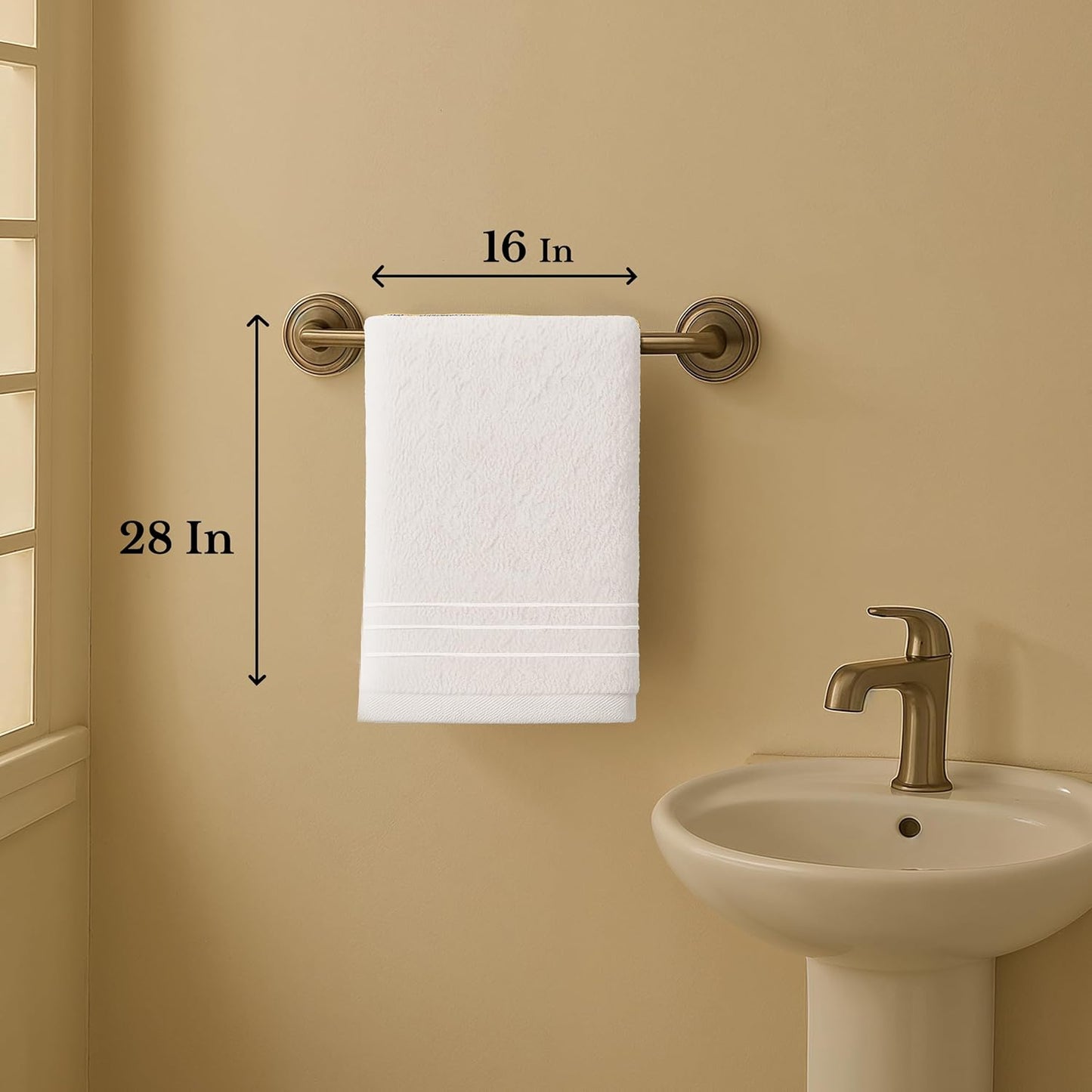 Casa Platino 6 Pack Hand Towels (16"x28") - Spa & Hotel Quality - 100% Ring Spun Cotton - Quick Dry, Ultra Soft & Absorbent - Used for Salon, Gym, Bathroom, Beauty - Pre Shrunk - White Hand Towels Set