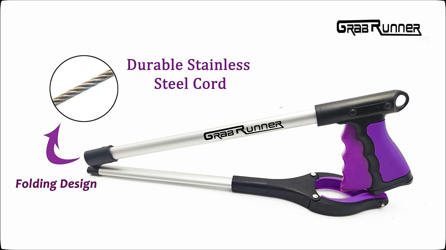 32 inch Foldable GrabRunner Reacher Grabber Tool with Magnetic(Dark Purple)