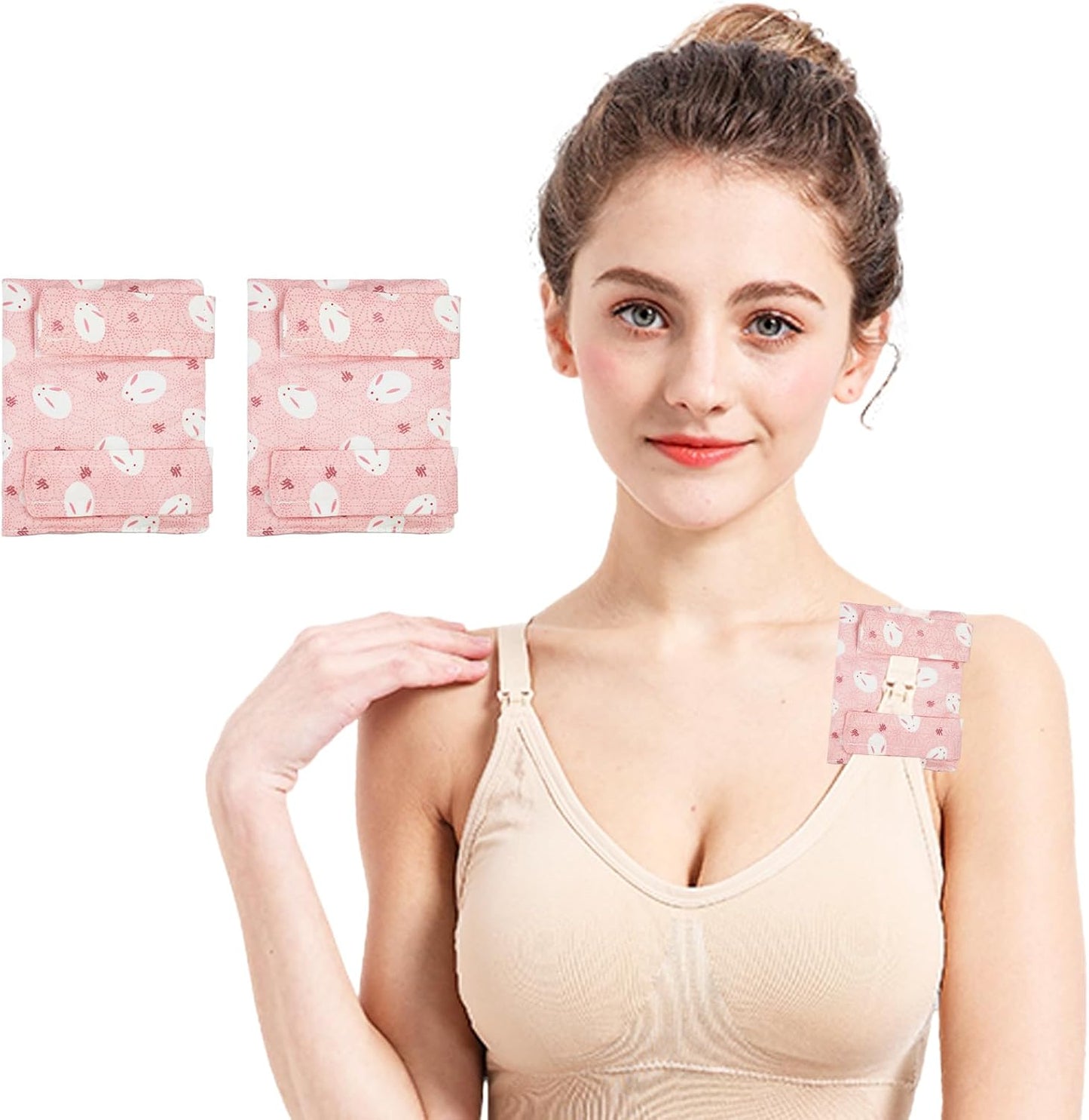 2PCS Chemo Port Pillow and Bra Strap Cushion for Comfort | Soft Recovery Cushion for Pacemaker & Chest Surgery Patients | Adjustable Port Covers for Chemo Patients (Pink Bunny)