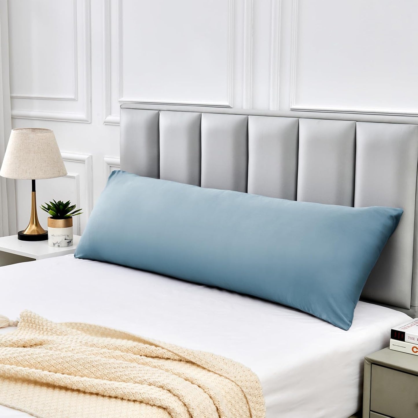 Warmstar Cotton Body Pillow Cover, 1 Pack, 600 Thread Count, 20"x54", Long Body Pillow Case Cover, Soft Breathable, Envelope Closure, Placid Blue
