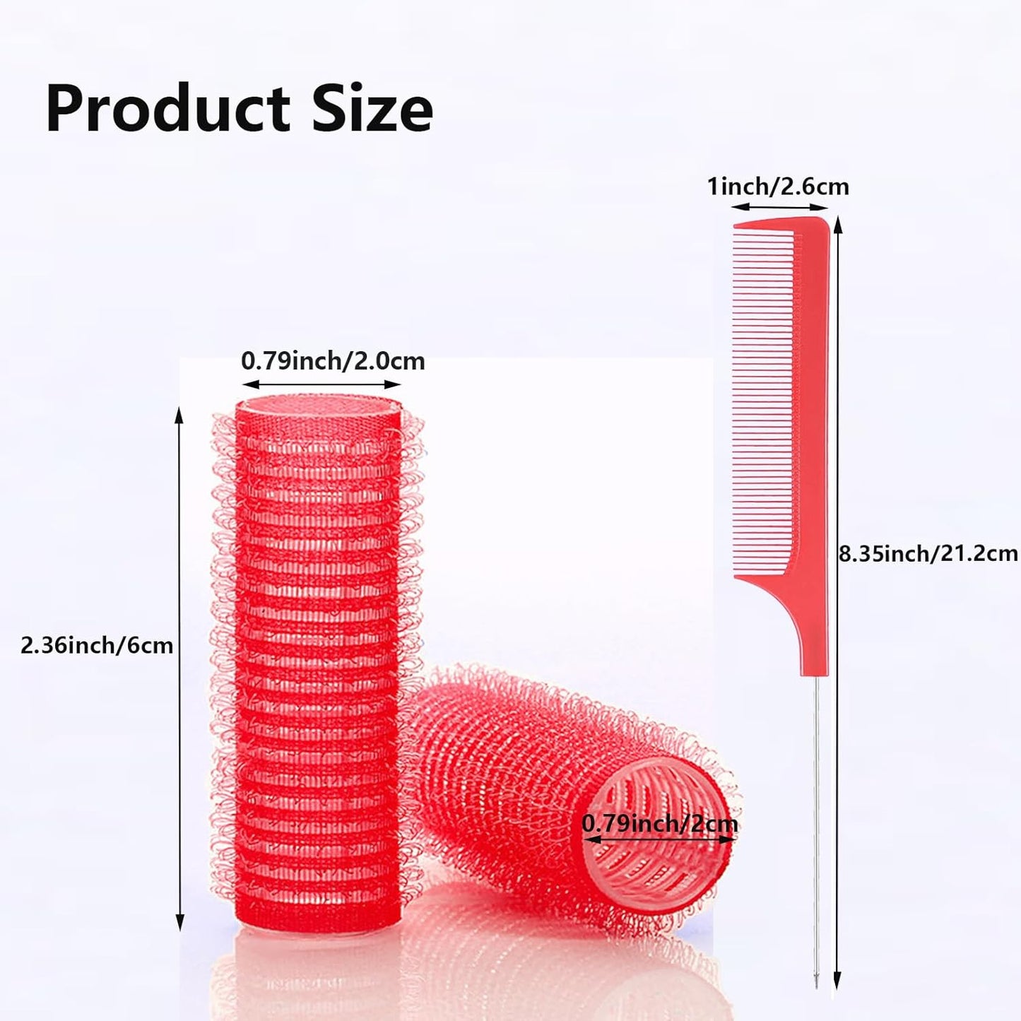 18PCS Self Grip Small Hair Curlers Heatless Roller Hair Curlers Pro Salon Hairdressing Curler DIY Curly Hairstyle Hair Rollers Tools Rat Tail Comb for Women Medium Short Hair(Red)