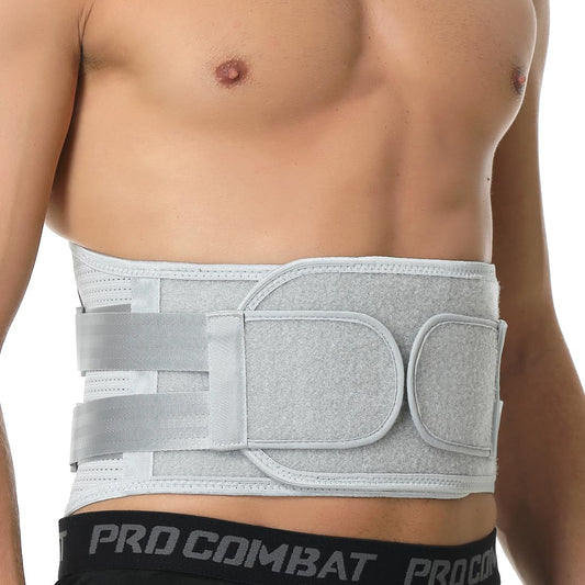 NeoTech Care Back Support Belt - Breathable & Adjustable Lower Back Brace - Double Pull Compression Straps (Grey, Size XXL)