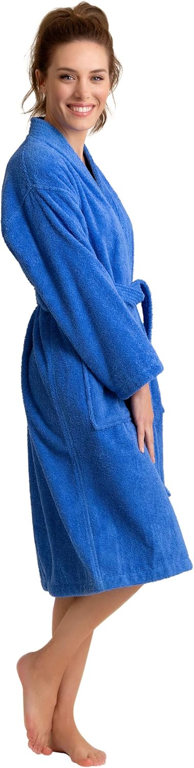 Soft Touch Linen Women's Robe Terry Cloth Kimono Bathrobe Thick 100% Cotton