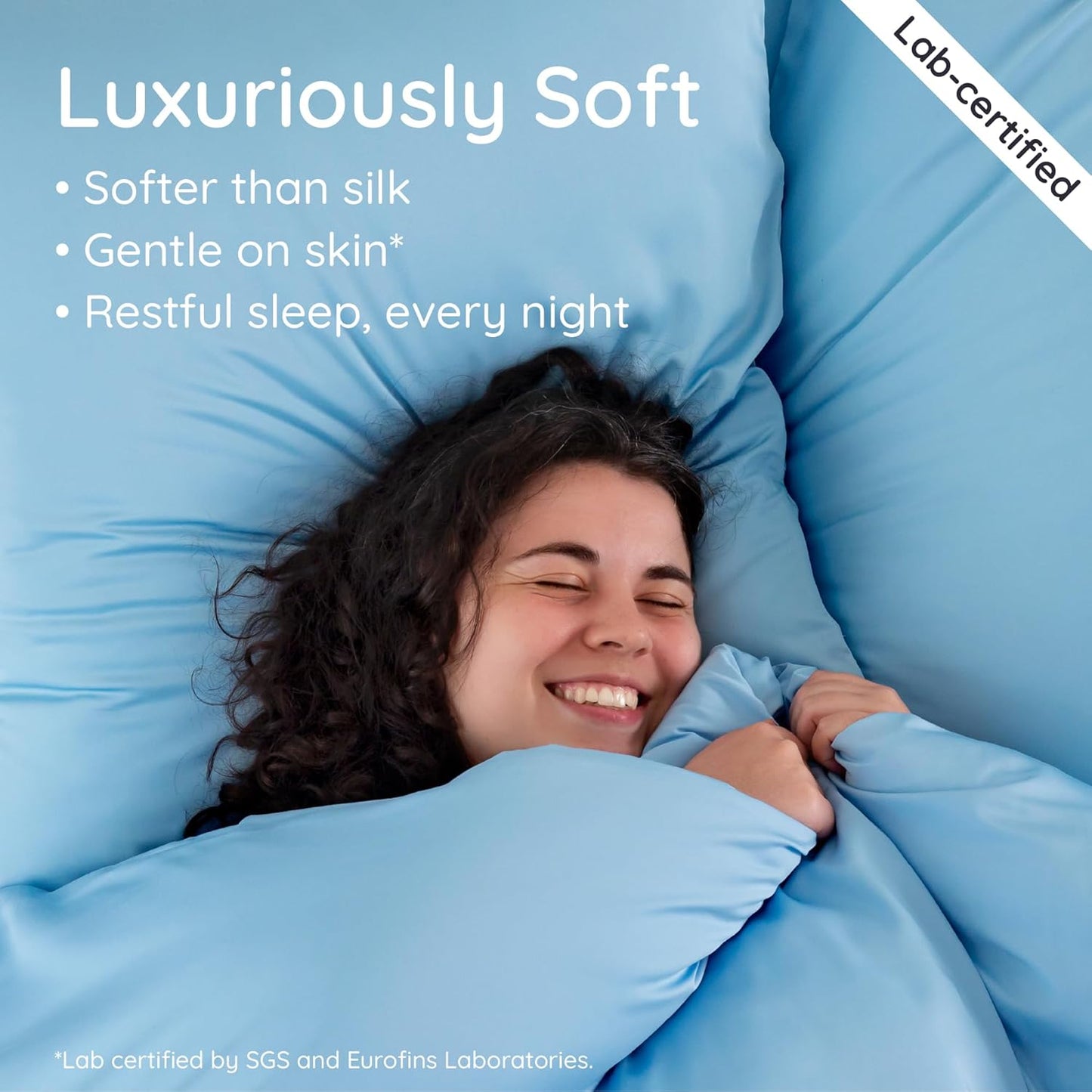 Bambaw 100% Viscose Derived from Bamboo Pillowcase Standard Size – Set of 2 Cooling Pillow Cases Standard Size with Envelope Closure, Breathable & Soft Pillow Case for Hair Protection (Dream Blue)