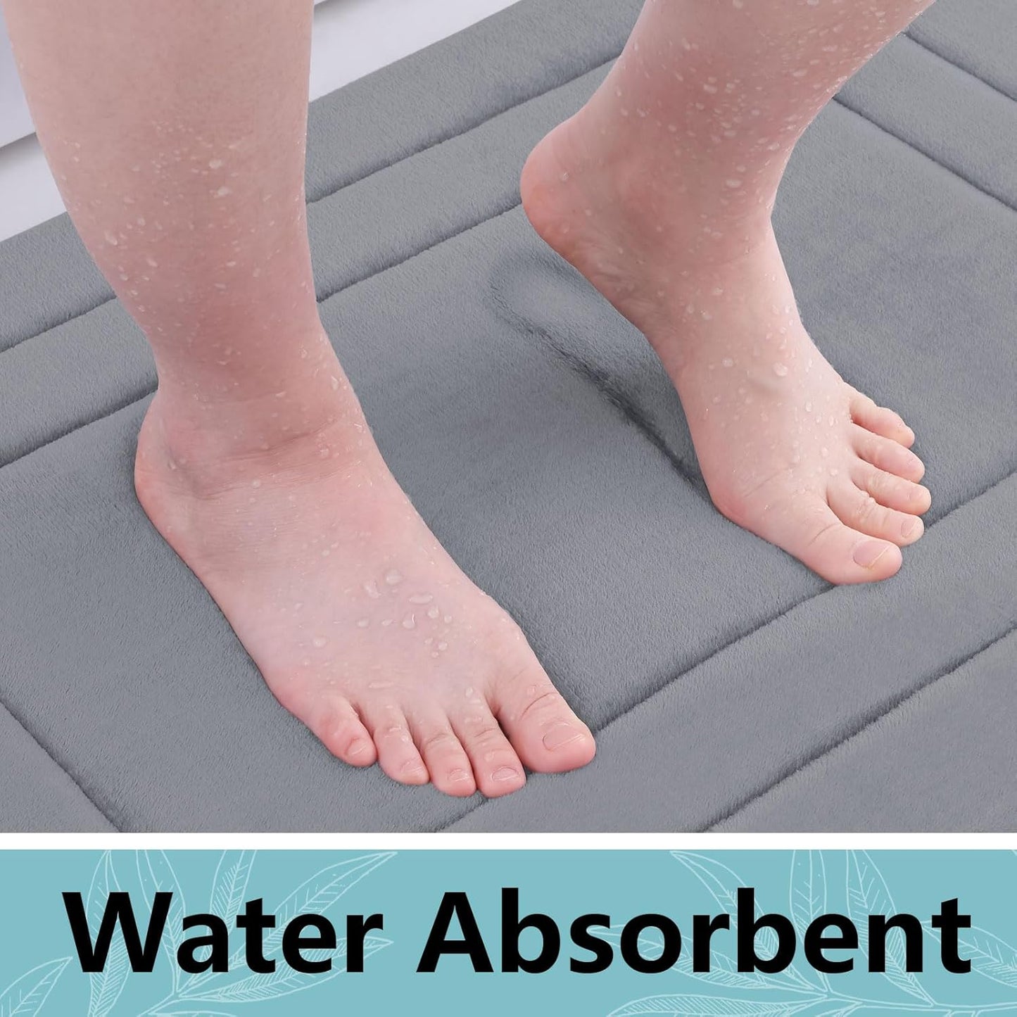 Arotive Memory Foam Bathroom Rug Mat 47x20, Ultra Soft and Absorbent Bath Mat, Machine Wash Dry, Comfortable Bath Rug Carpet for Bathroom Floor, Tub and Shower, Medium Grey