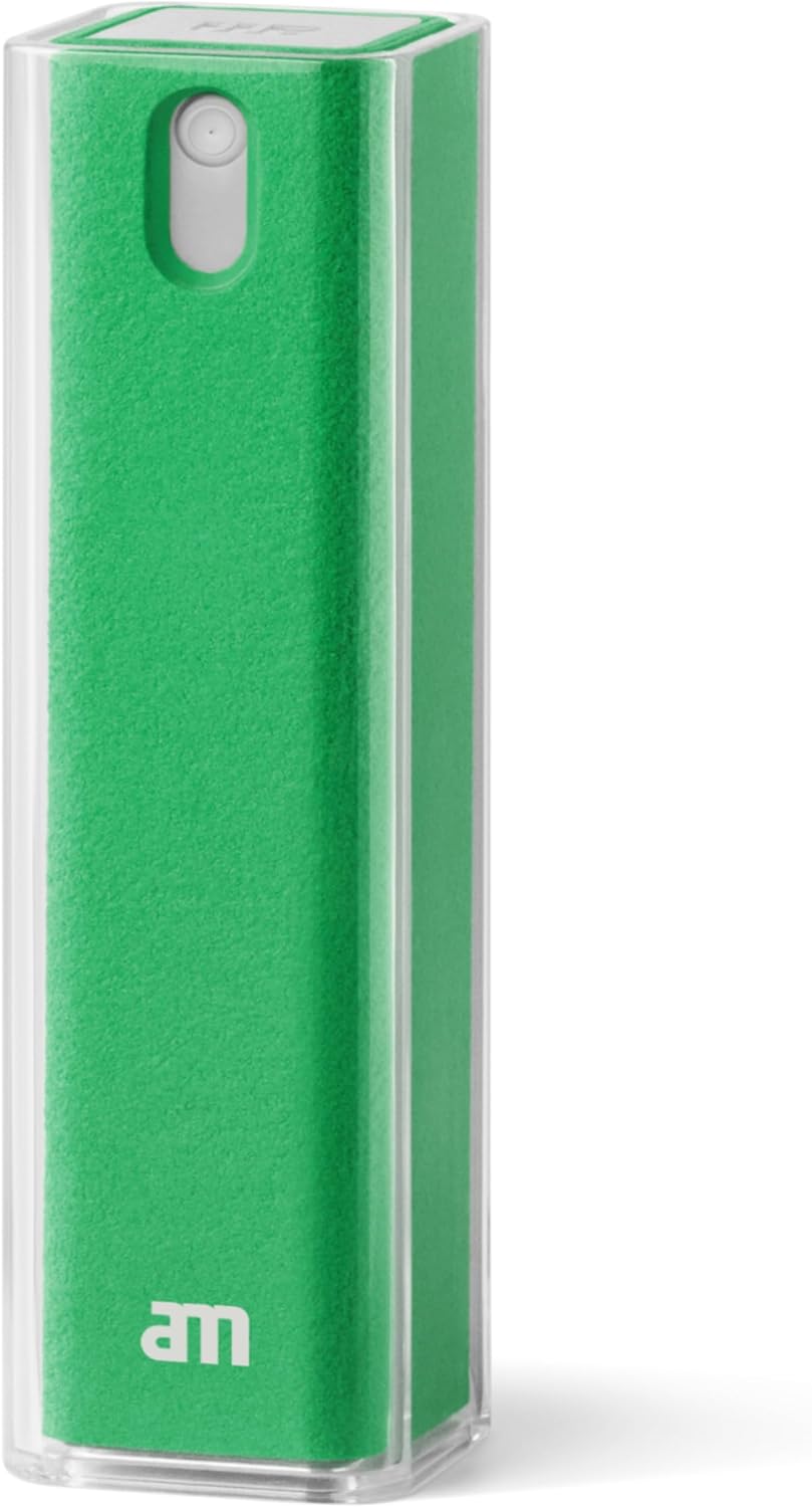 am Screen Cleaner Mist Spray with Microfiber Cloth Around – Alcohol-Free, Streak-Free Screen Cleaning Kit for Smartphones, Tablets, Laptops, Smart TVs & Car Screens, 1 Pack, Green