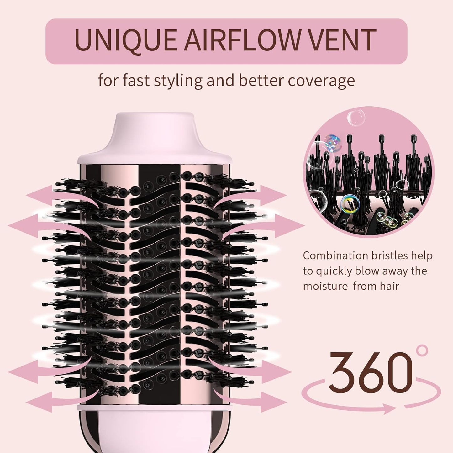 Hair Dryer Brush Blow Dryer in One, Upgraded 4 in 1 Hair Dryer and Styler Volumizer with Negative Ion Anti-frizz Ceramic Titanium Barrel Hot Air Hair Straightener Brush