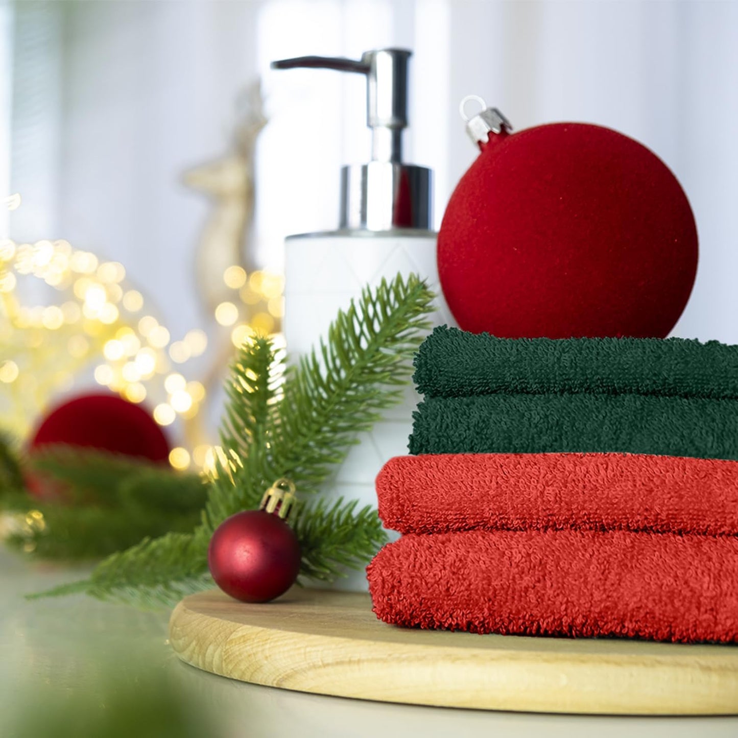 DAN RIVER 100% Cotton Christmas Gift Washcloths 24 Pack Premium Quality Face and Body Cloth, Quick Dry Essential Towels for Bathroom, Hand, Kitchen & Cleaning | 12X12 in | 400 GSM | Red & Green combo