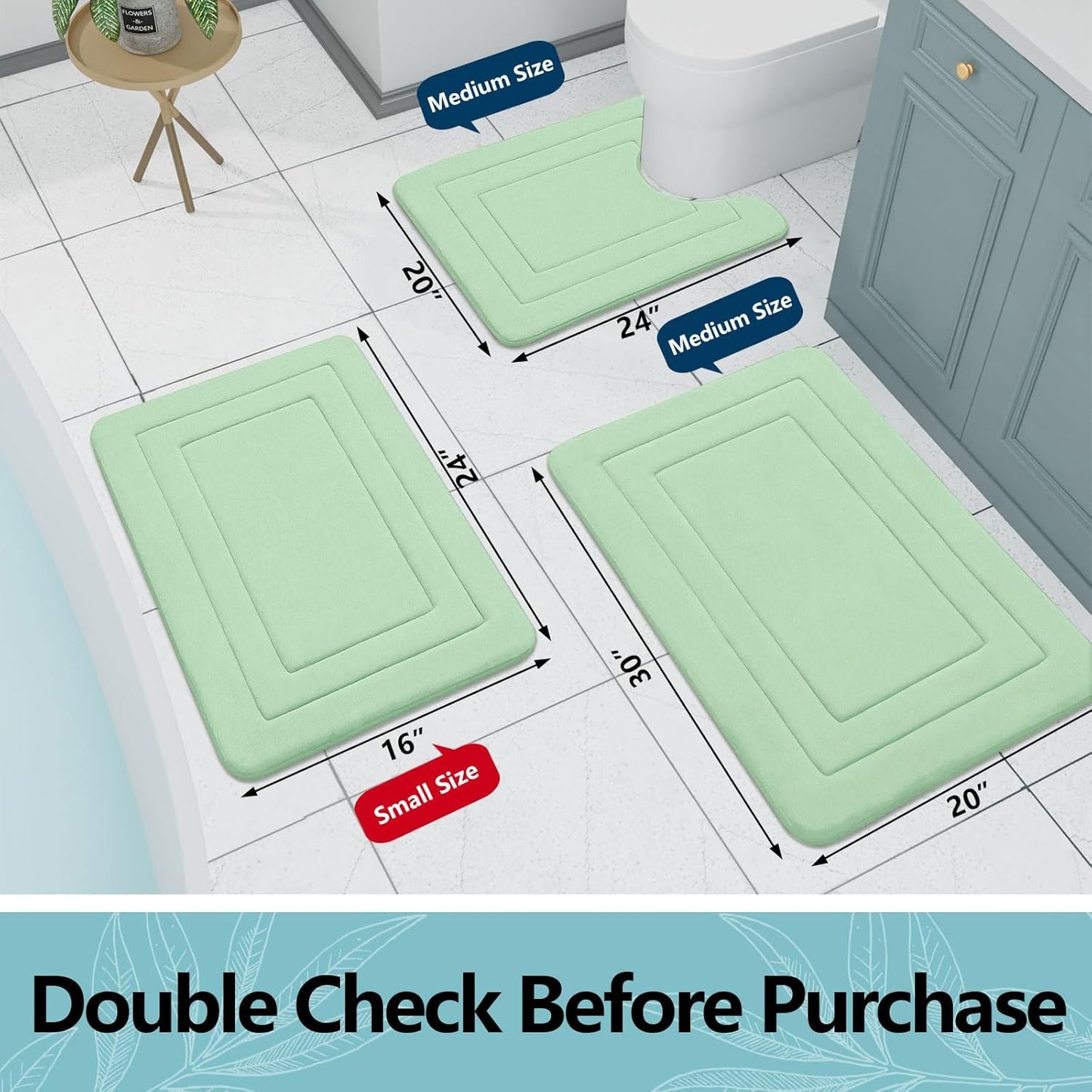 Arotive Memory Foam Bathroom Rug Mat 59x24, Ultra Soft and Absorbent Bath Mat, Machine Wash Dry, Comfortable Bath Rug Carpet for Bathroom Floor, Tub and Shower, Sage Green