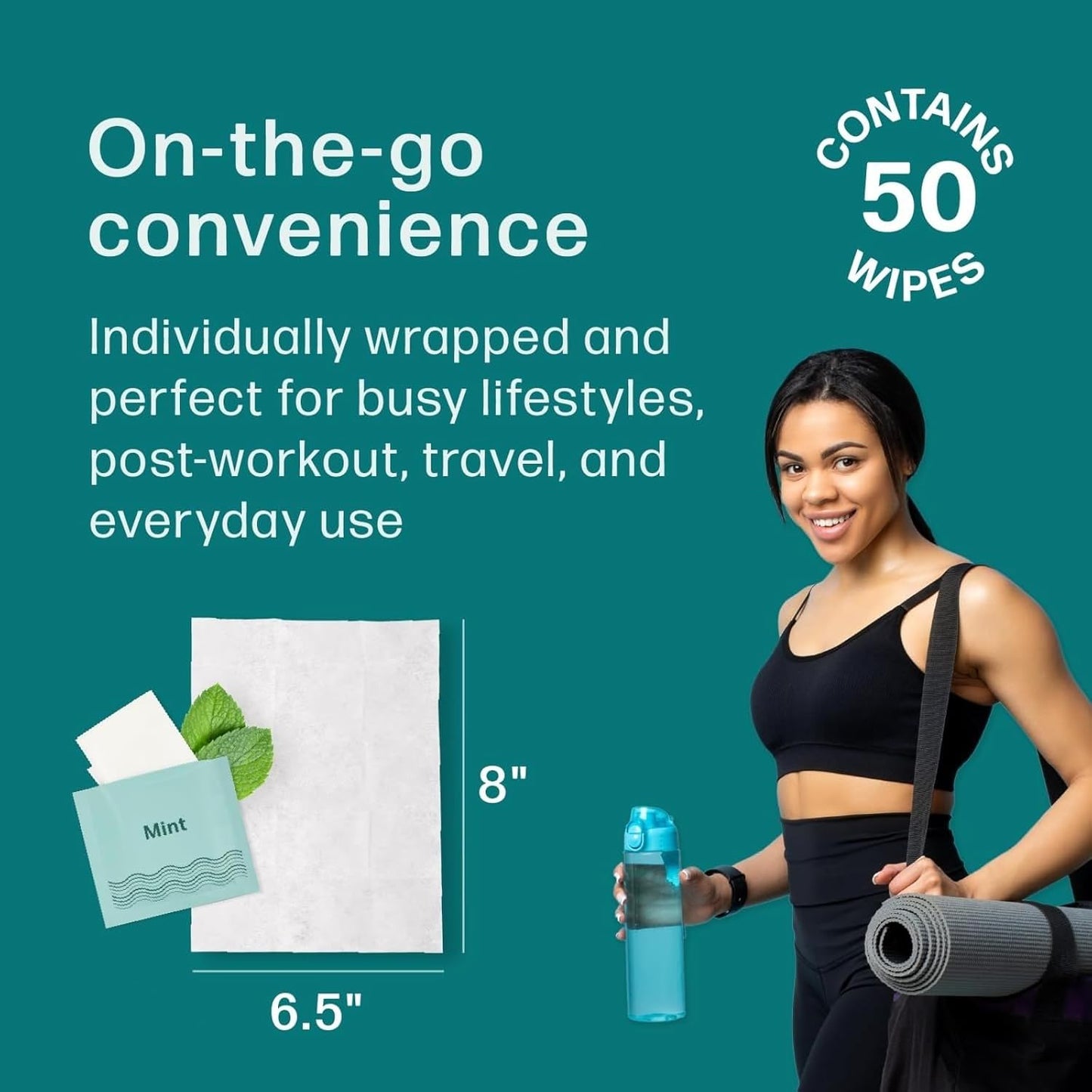 Dew Well 50 Individually Wrapped Armpit Wipes, Deodorant Wipes, A Fresh Start When You’re On the Go, Aluminum, Paraben, and Sulfate Free, Mint Scent