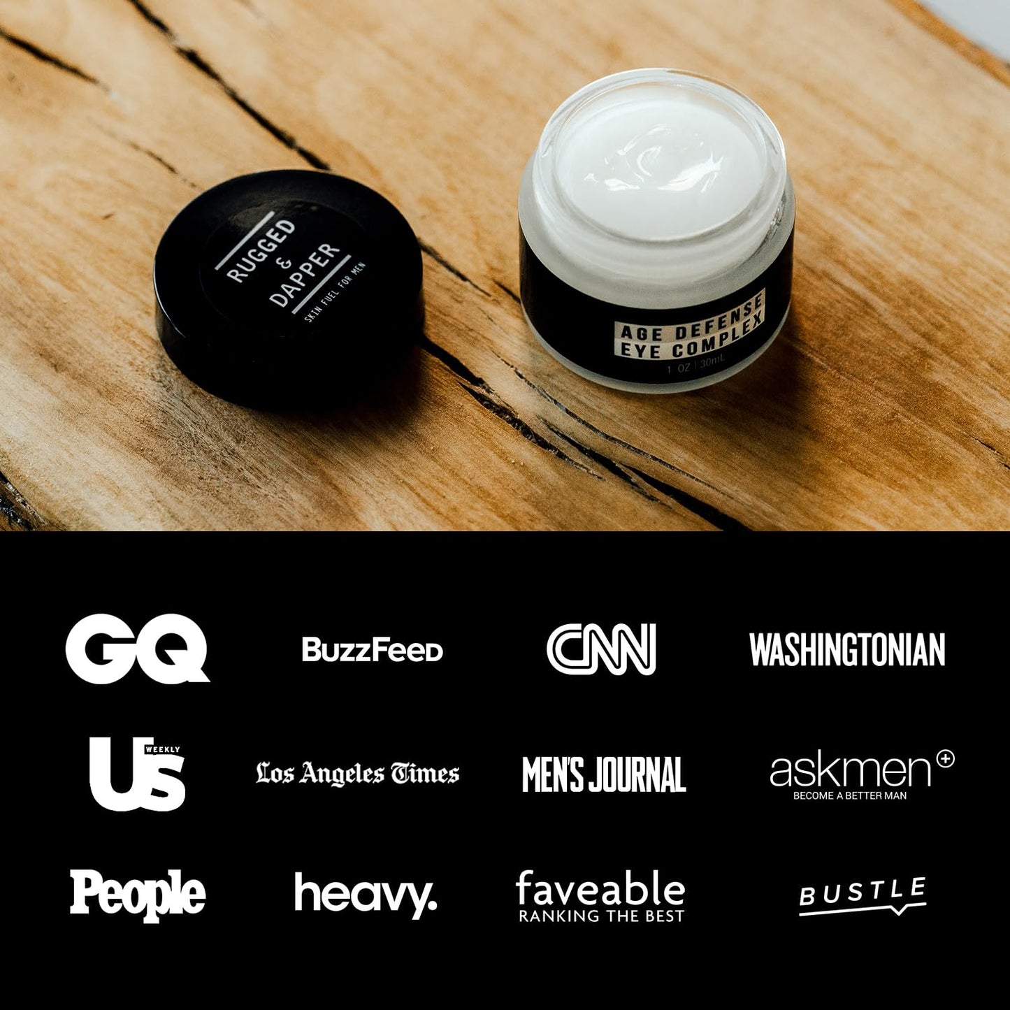 RUGGED & DAPPER Premium Men's Eye Cream | Age Defense for Dark Circles, Wrinkles & Puffy Eyes | Unscented | Hyaluronic Acid, Aloe + Argan Oil