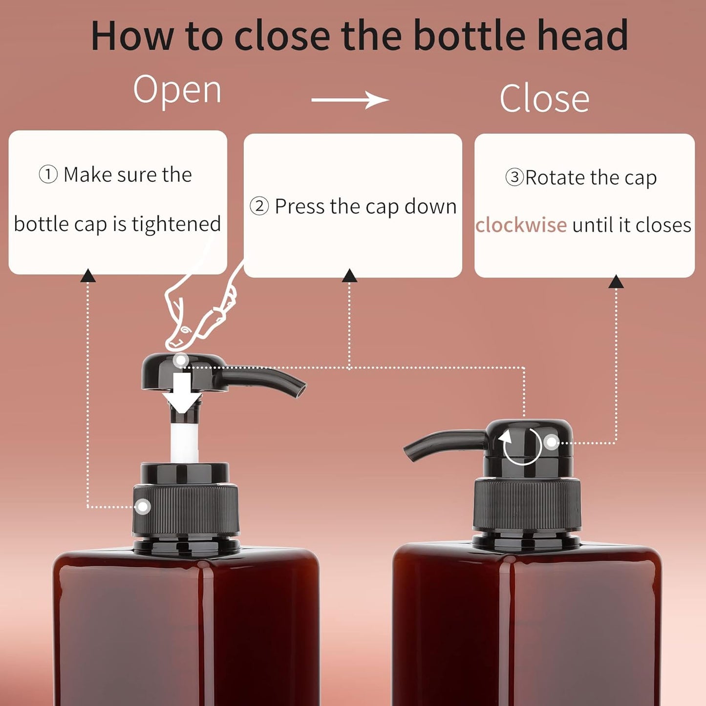 450ml (15.2oz) Pump Bottle Dispenser Jansburg 2Pack Refillable Square Plastic Lotion Dispenser Empty Lotion Pump Bottle for Essential Oil Soap Lotion Shampoo, Bathroom/Kitchen/Travel Amber