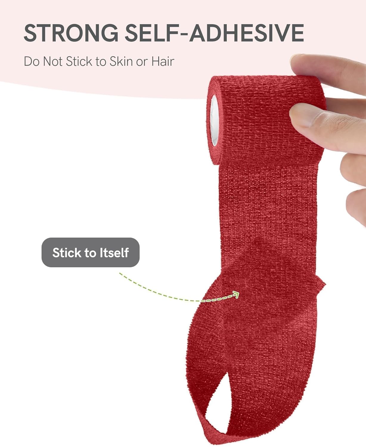 FriCARE Self Adhesive Bandage Wrap, Medical Tape in First Aid Kit, Cohesive Bandages for Wounds Sport Vet, FSA/HSA Eligible, 2 Inches X 5 Yards 6 Rolls, Burgundy