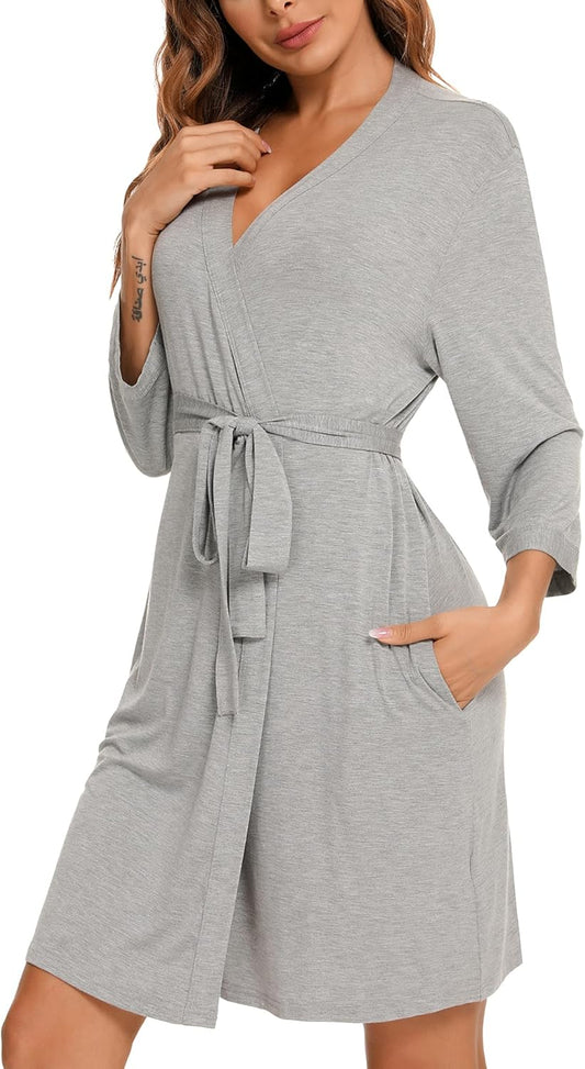 Samring Women's Lightweight Robe Soft Kimono Robes Short Bathrobe for Women Sleepwear