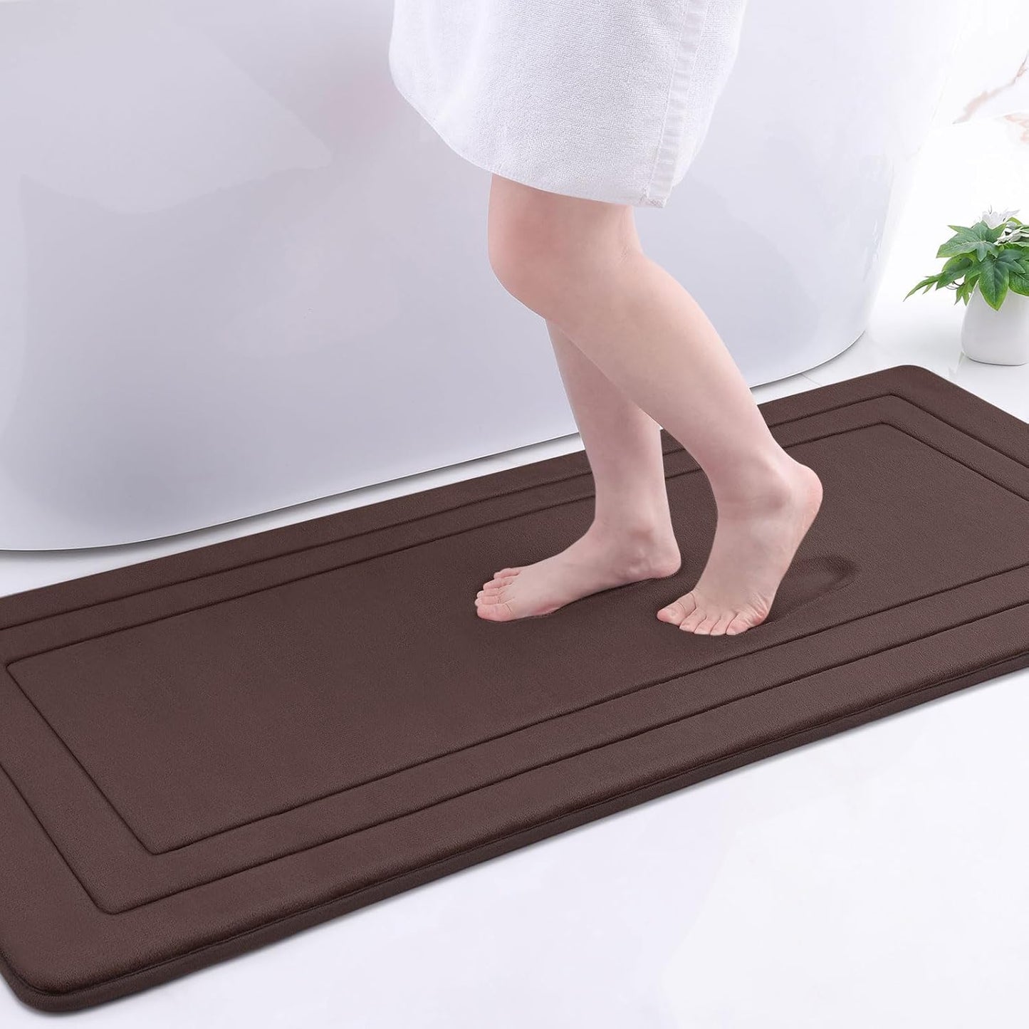 Arotive Memory Foam Bathroom Rug Mat 54x24, Ultra Soft and Absorbent Bath Mat, Machine Wash Dry, Comfortable Bath Rug Carpet for Bathroom Floor, Tub and Shower, Brown