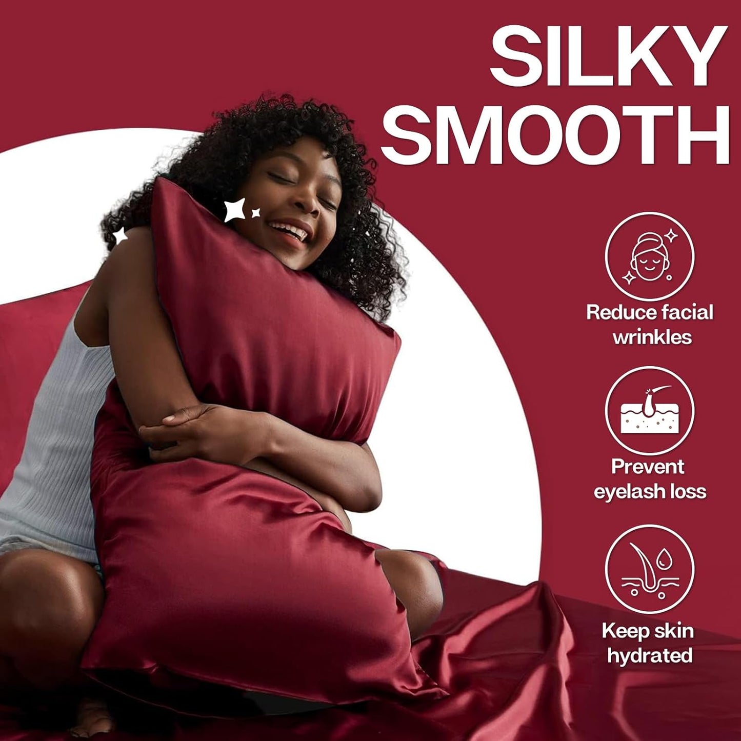 MR&HM Satin Pillowcase for Hair and Skin, Silk Satin Pillowcase 2 Pack, Queen Size Pillow Cases Set of 2, Silky Pillow Cover with Envelope Closure (20x30, Burgundy)