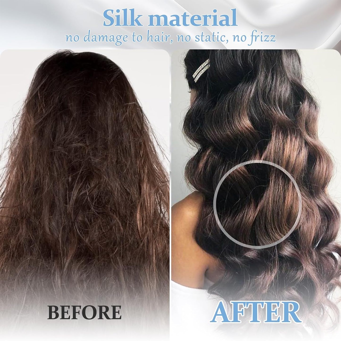 2 Pack 100% Pure Silk Pillowcase for Hair and Skin, Both Sides Mulberry Silk Pillowcases with Hidden Zipper, Cooling Pillowcase 19 Momme, 600 Thread Silk Pillow Cases King Size, Light Blue