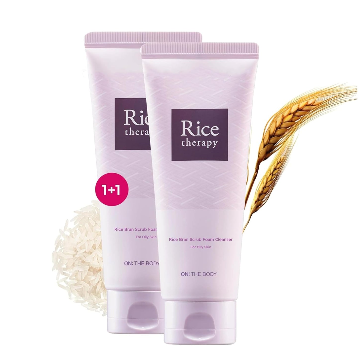 Rice Therapy Rice Bran Foam Cleanser (5.1+5.1fl oz, Pack of 2) - Facial Deep Cleansing Foam for Oily Skin. Radiant, Smooth Skin with Gentle Scrub for Men & Women
