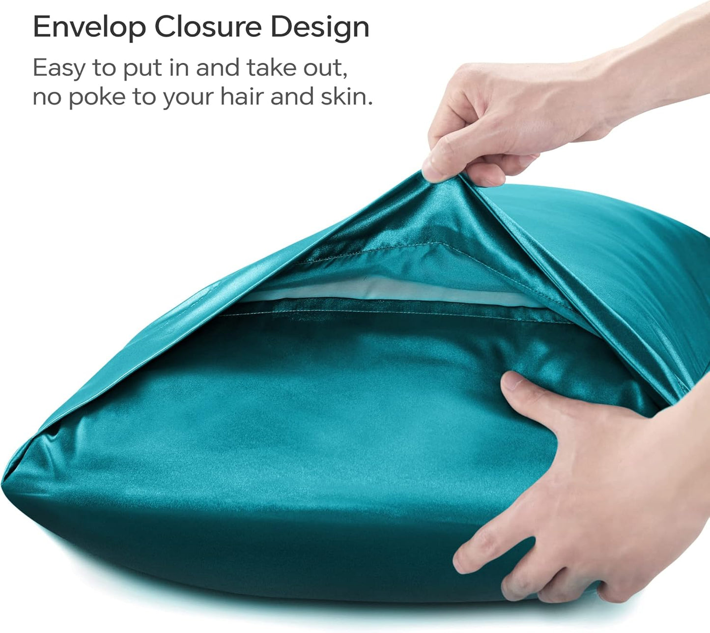 BEDELITE Satin Body Pillow Cover 2 Pack, Super Soft and Cooling Body Pillow Pillowcase for Hair and Skin, Breathable Silky Full Long Pillowcase Cover(20"x54", Teal)